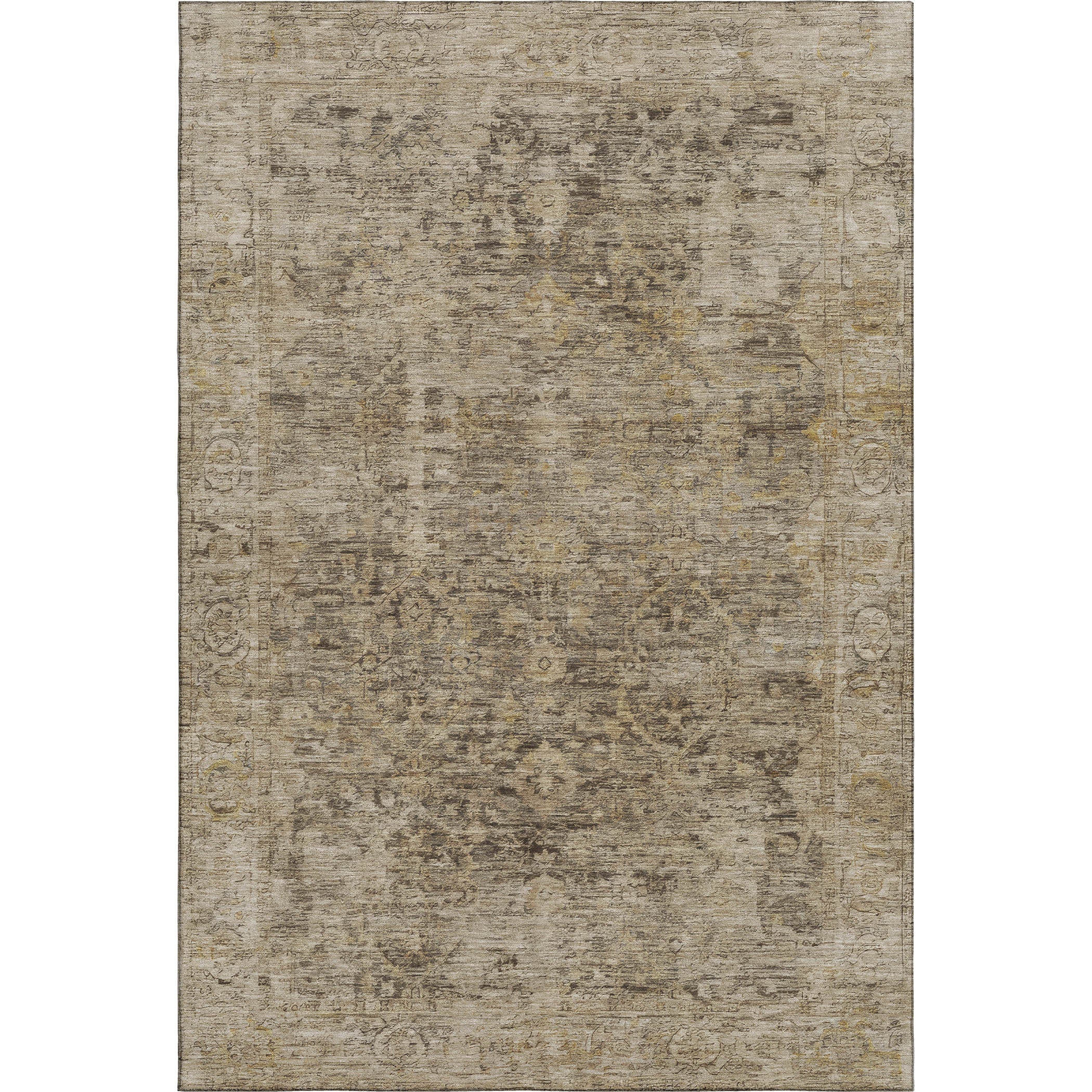 Bern Machine Washable Traditional Brown Rug 2'6" x 3'10" #shape_Rectangle