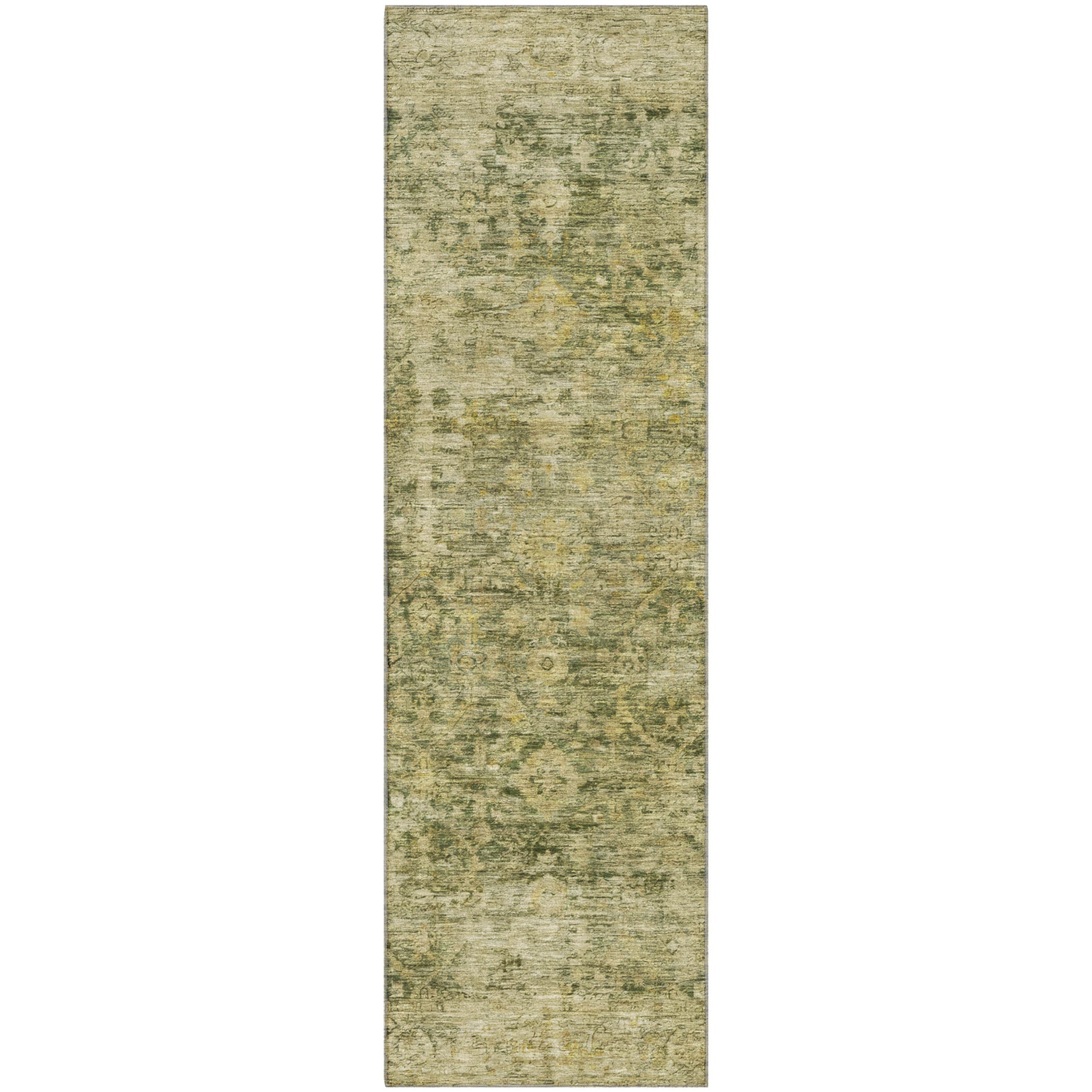 Bern Machine Washable Traditional Green Rug 2'3" x 7'6" #shape_Runner