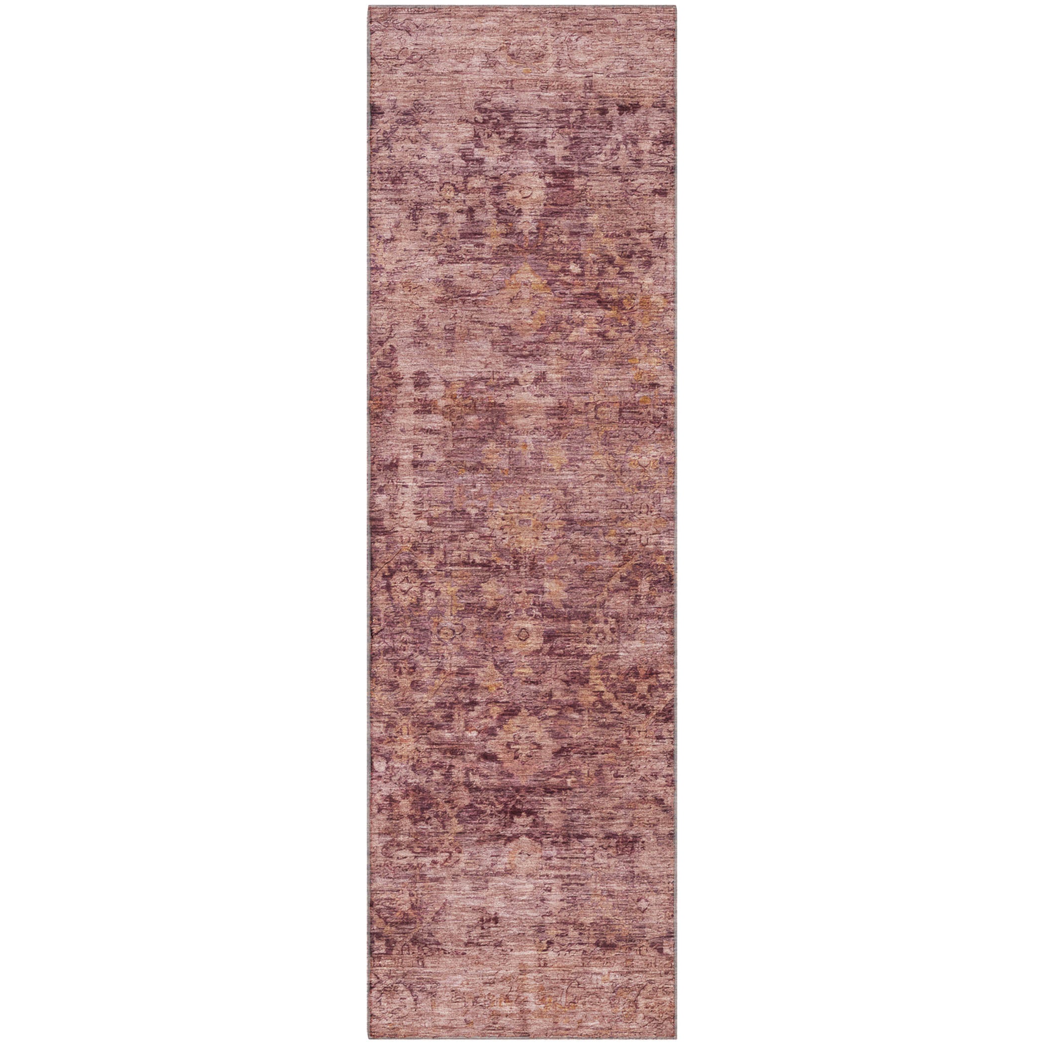 Bern Machine Washable Traditional Merlot Red Rug 2'3" x 7'6" #shape_Runner