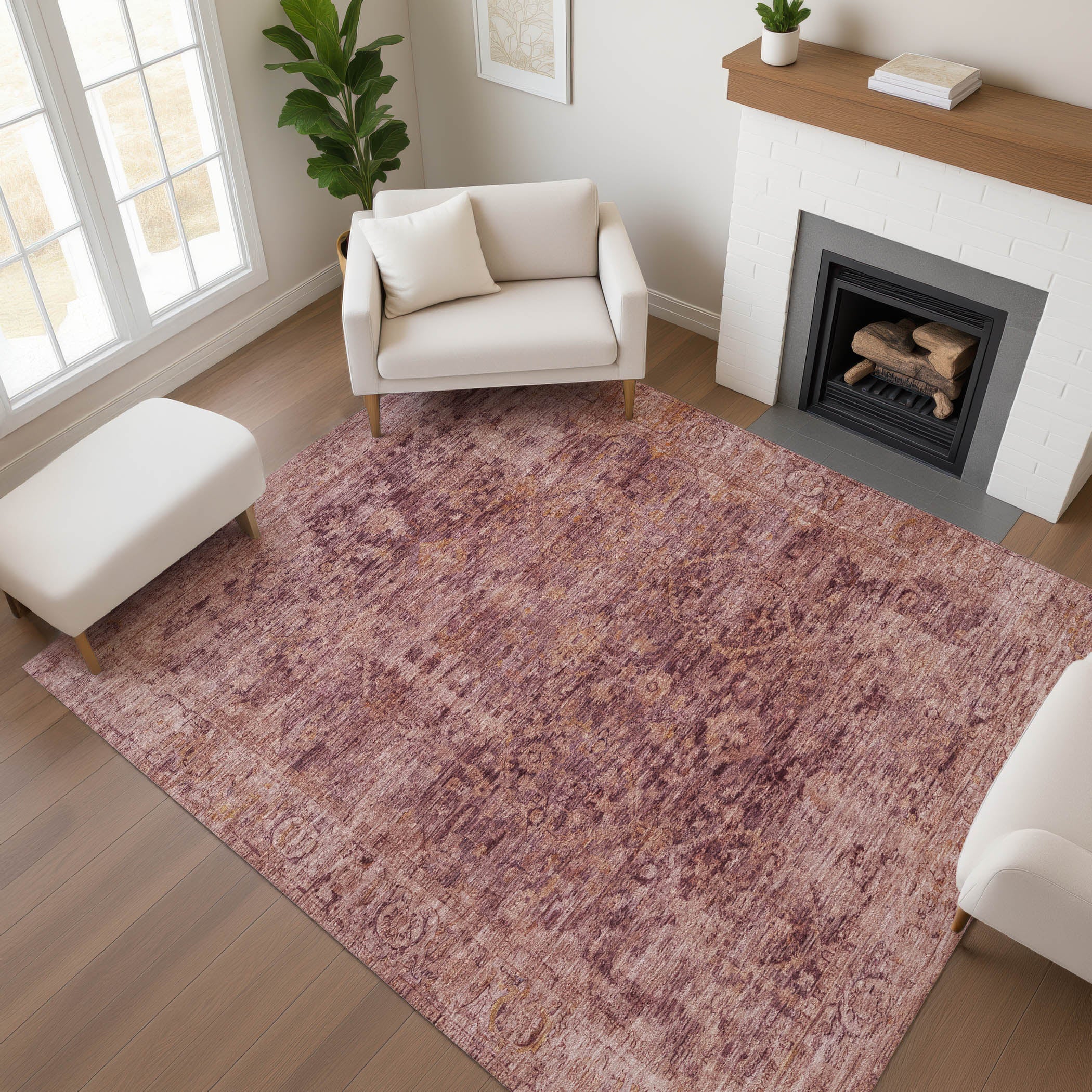 Bern Machine Washable Traditional Merlot Red Rug 2'6" x 3'10" #shape_Rectangle