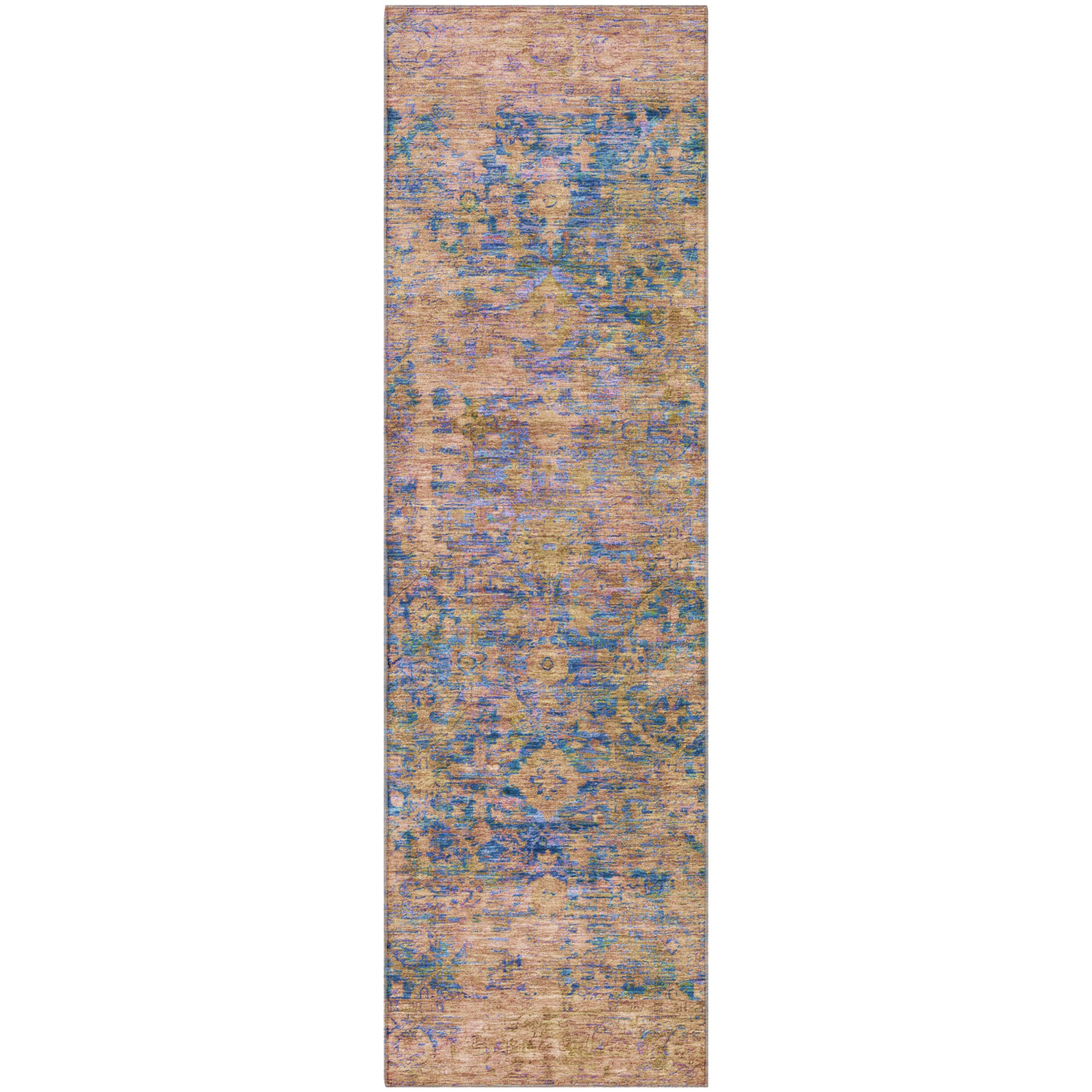 Bern Machine Washable Traditional Navy Blue Rug 2'3" x 7'6" #shape_Runner