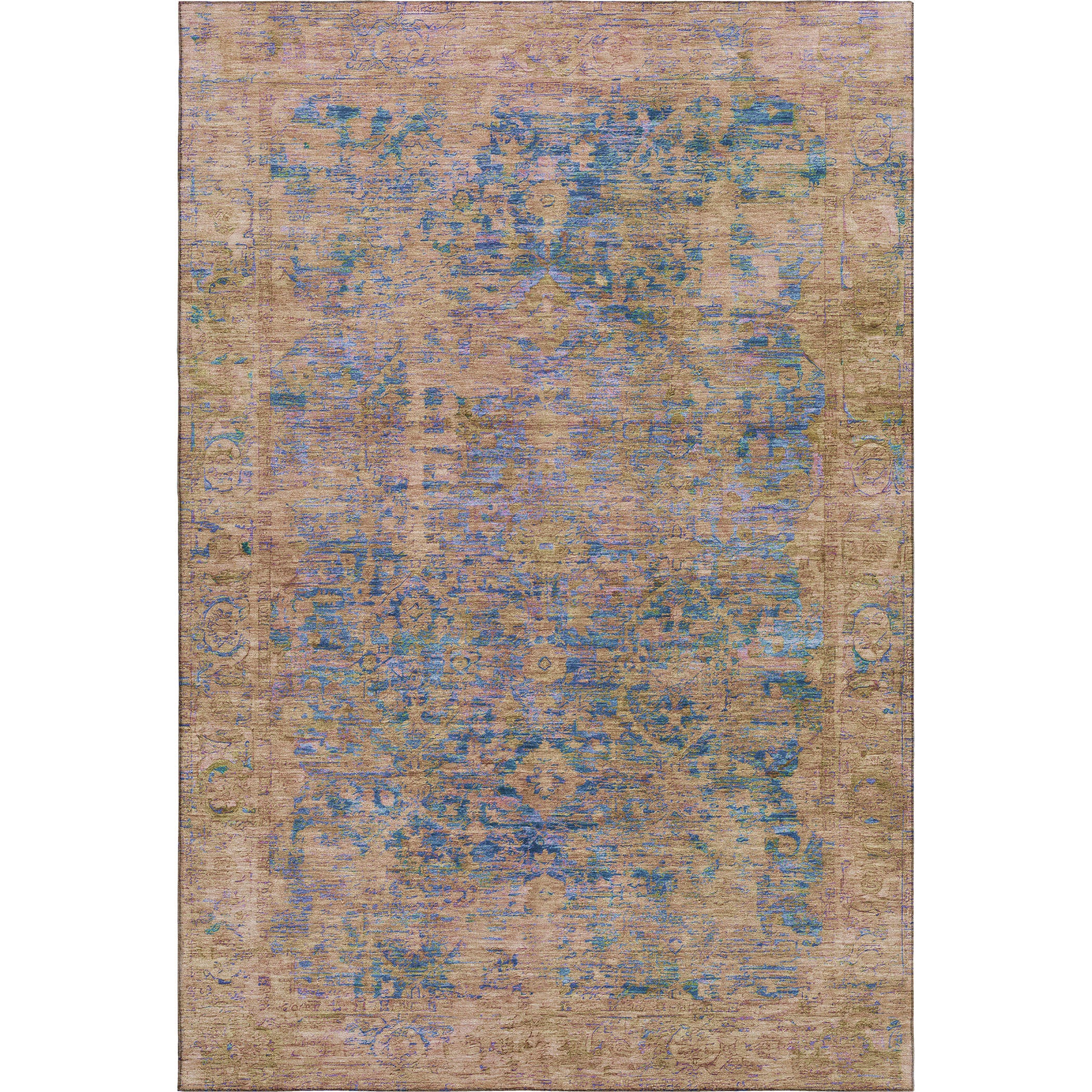 Bern Machine Washable Traditional Navy Blue Rug 2'6" x 3'10" #shape_Rectangle