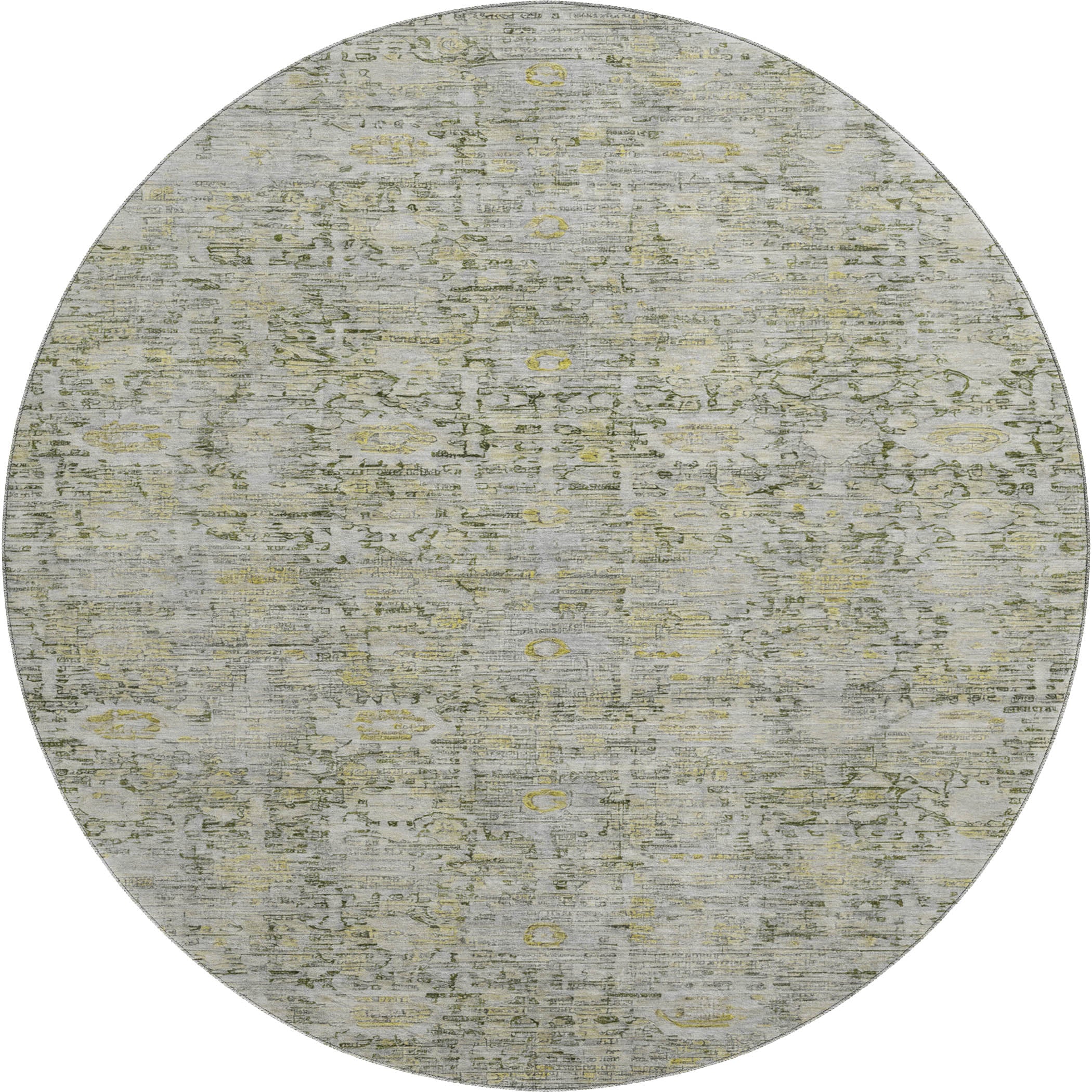 Siena Machine Washable Transitional Pewter Gray Rug 8' x 8' #shape_Round