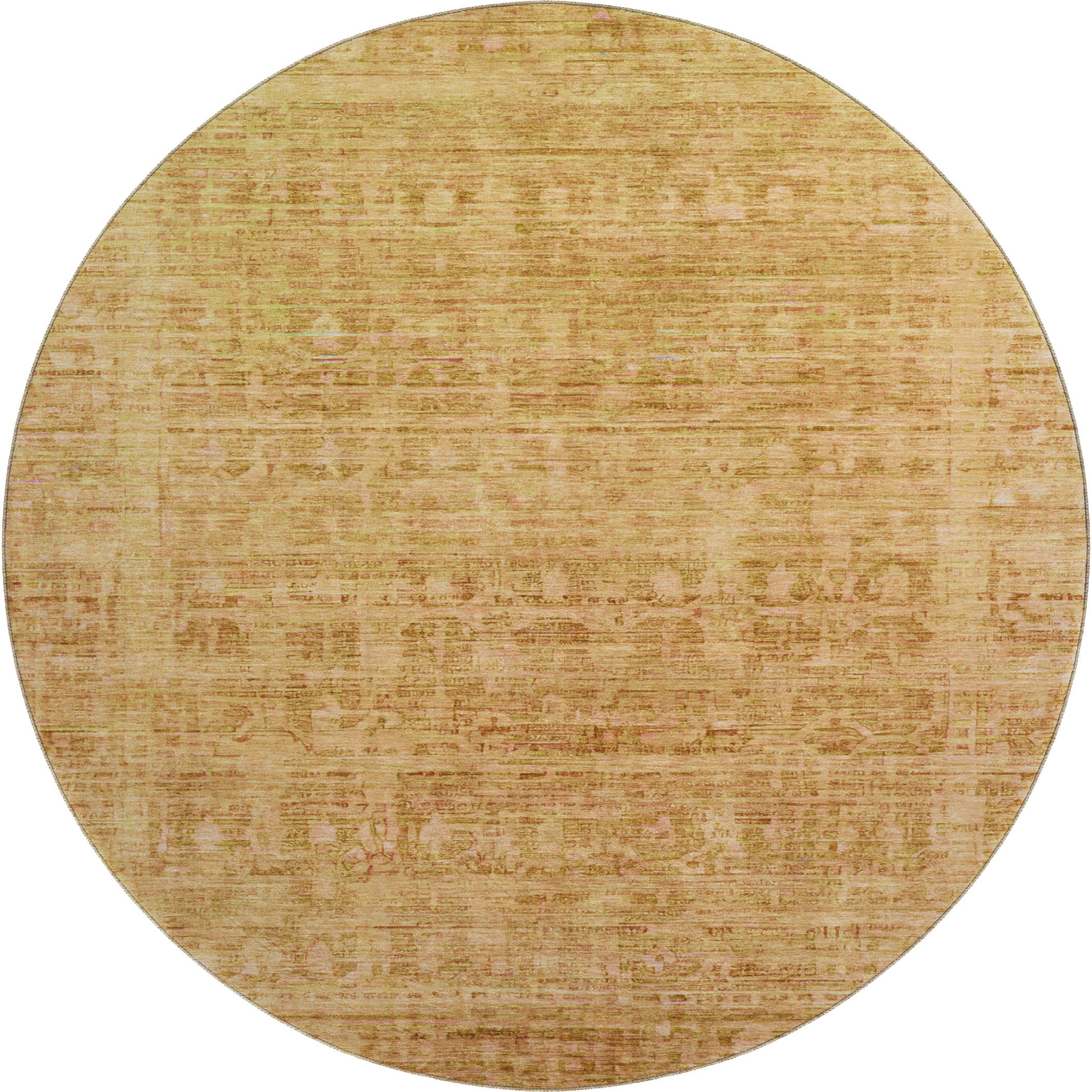Luang Prabang Machine Washable Transitional Salmon Orange Rug 8' x 8' #shape_Round