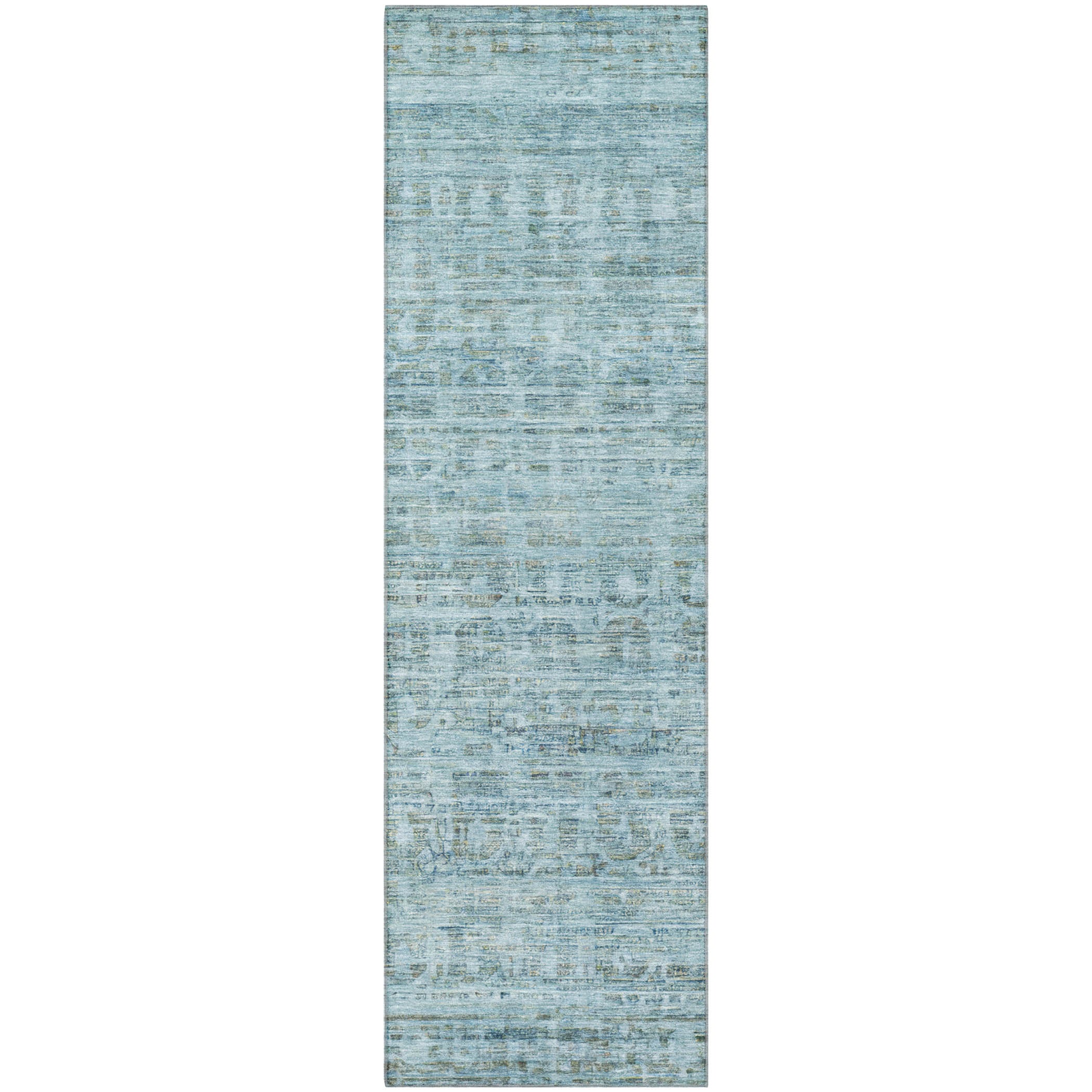 Luang Prabang Machine Washable Transitional Sky Blue Rug 2'3" x 7'6" #shape_Runner
