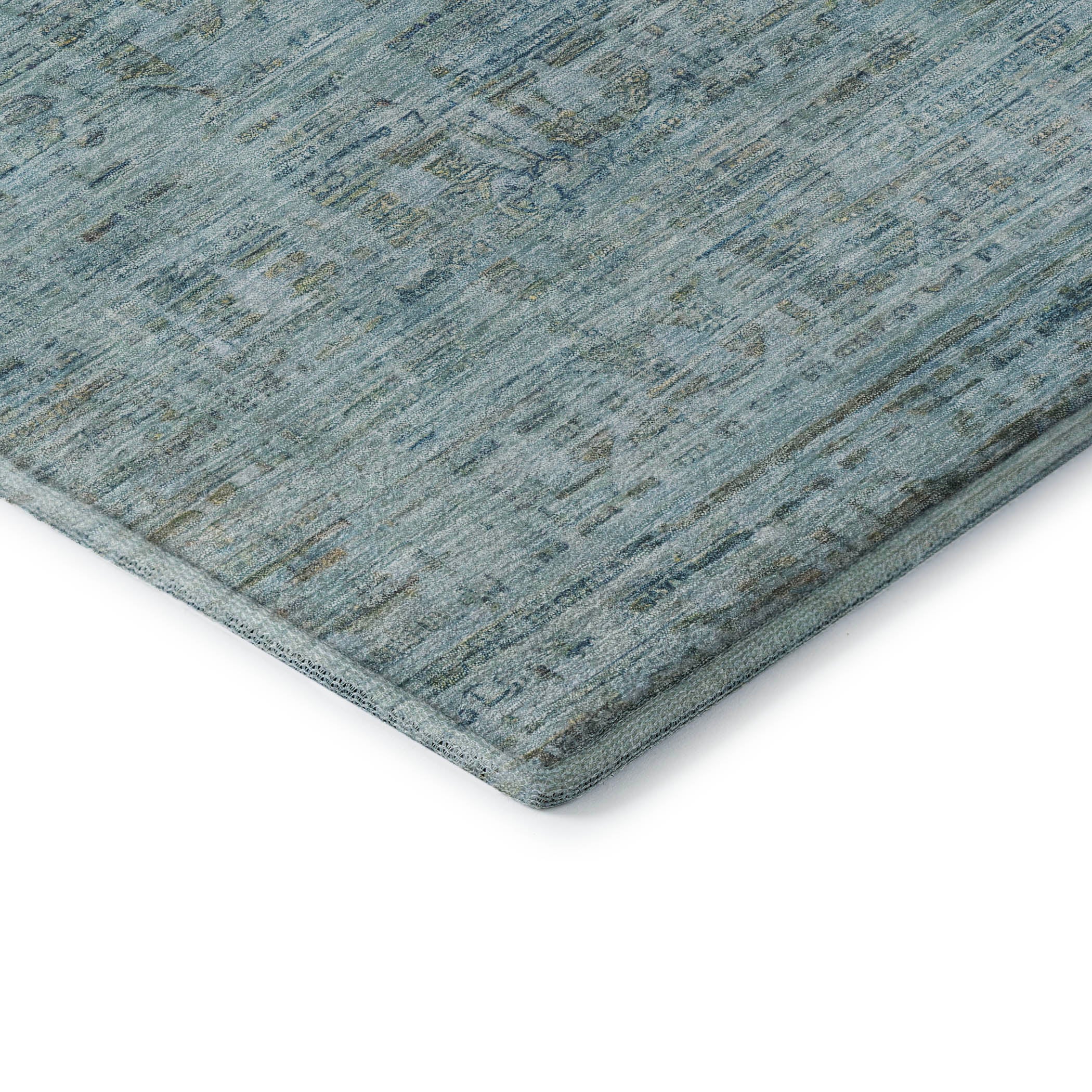 Luang Prabang Machine Washable Transitional Sky Blue Rug 1'8" x 2'6" #shape_Rectangle