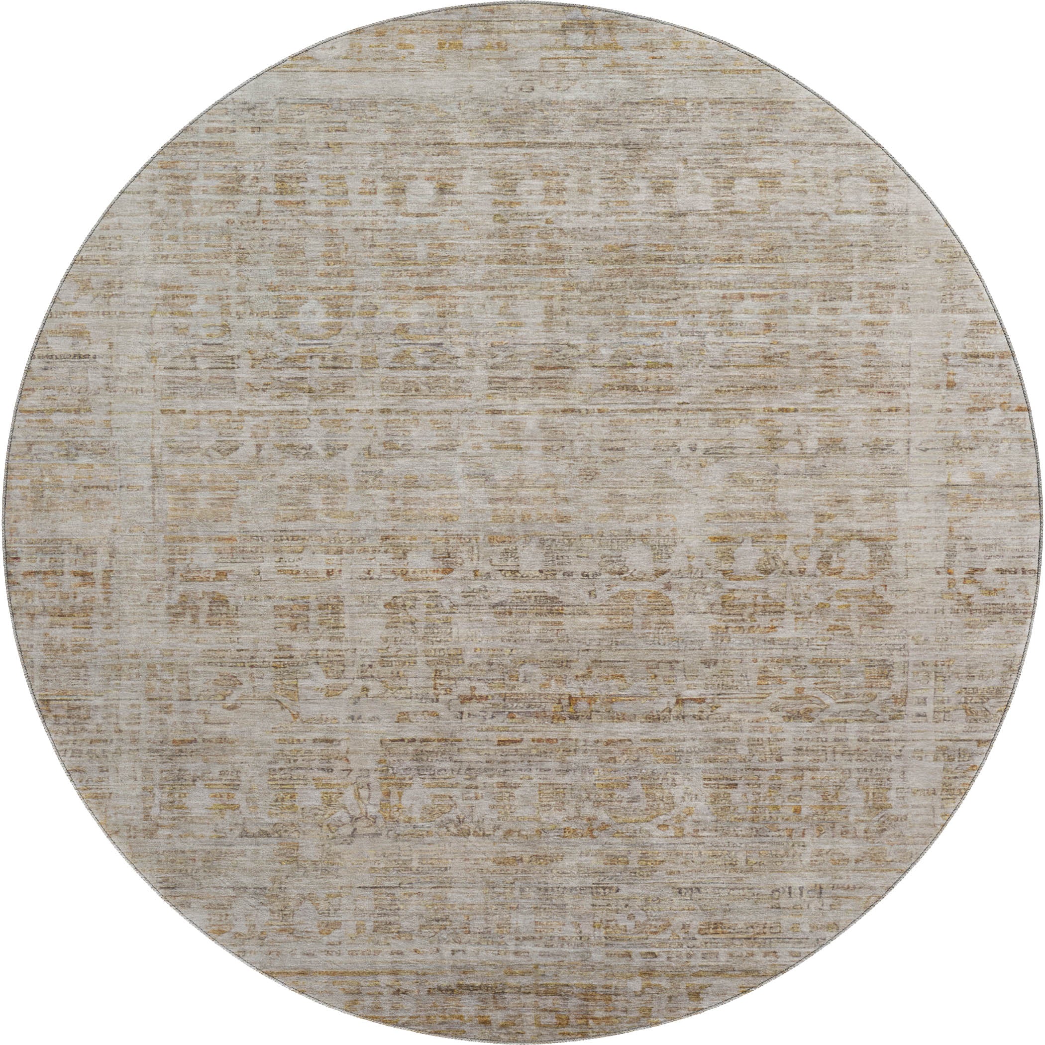 Luang Prabang Machine Washable Transitional Taupe Brown Rug 8' x 8' #shape_Round