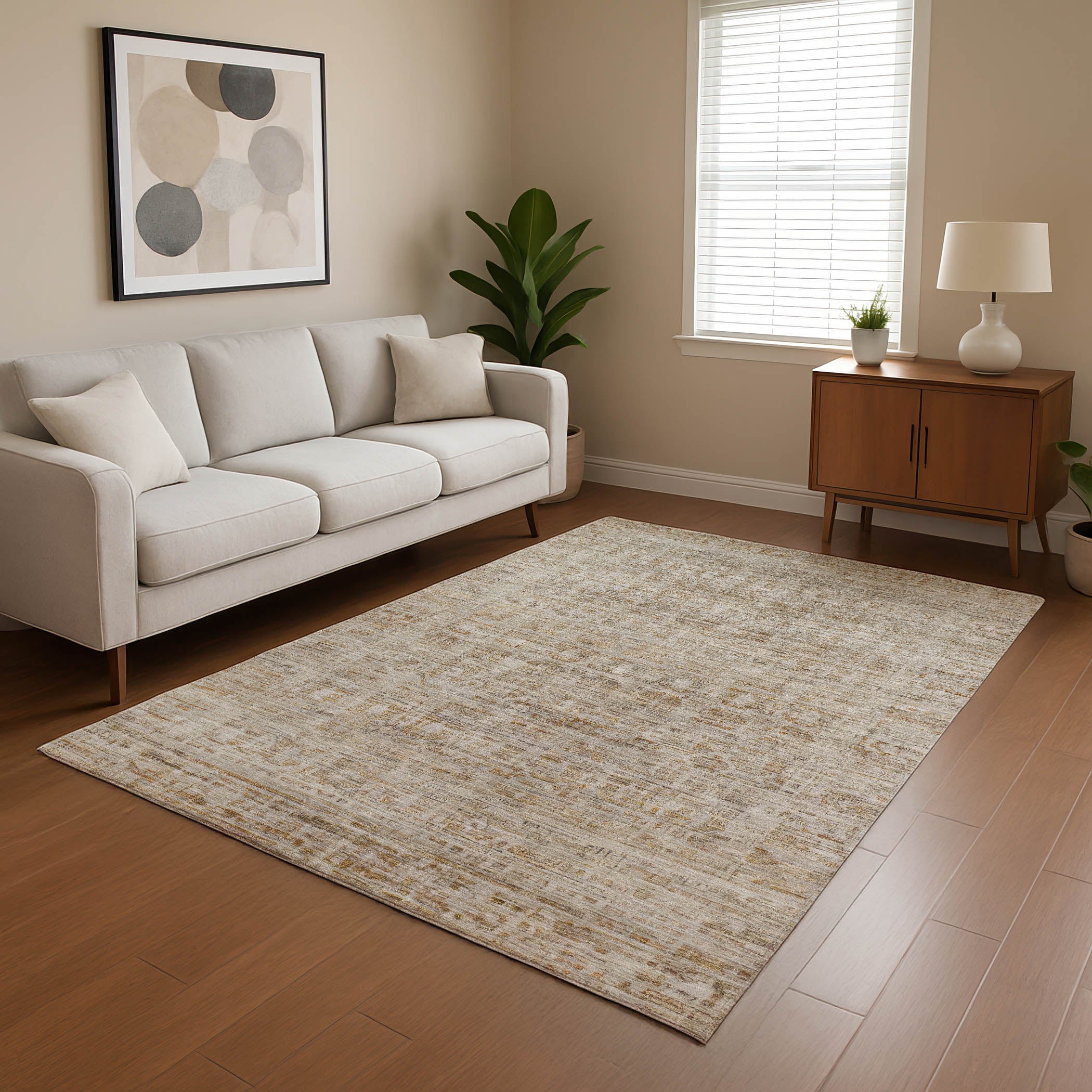Luang Prabang Machine Washable Transitional Taupe Brown Rug 2'6" x 3'10" #shape_Rectangle