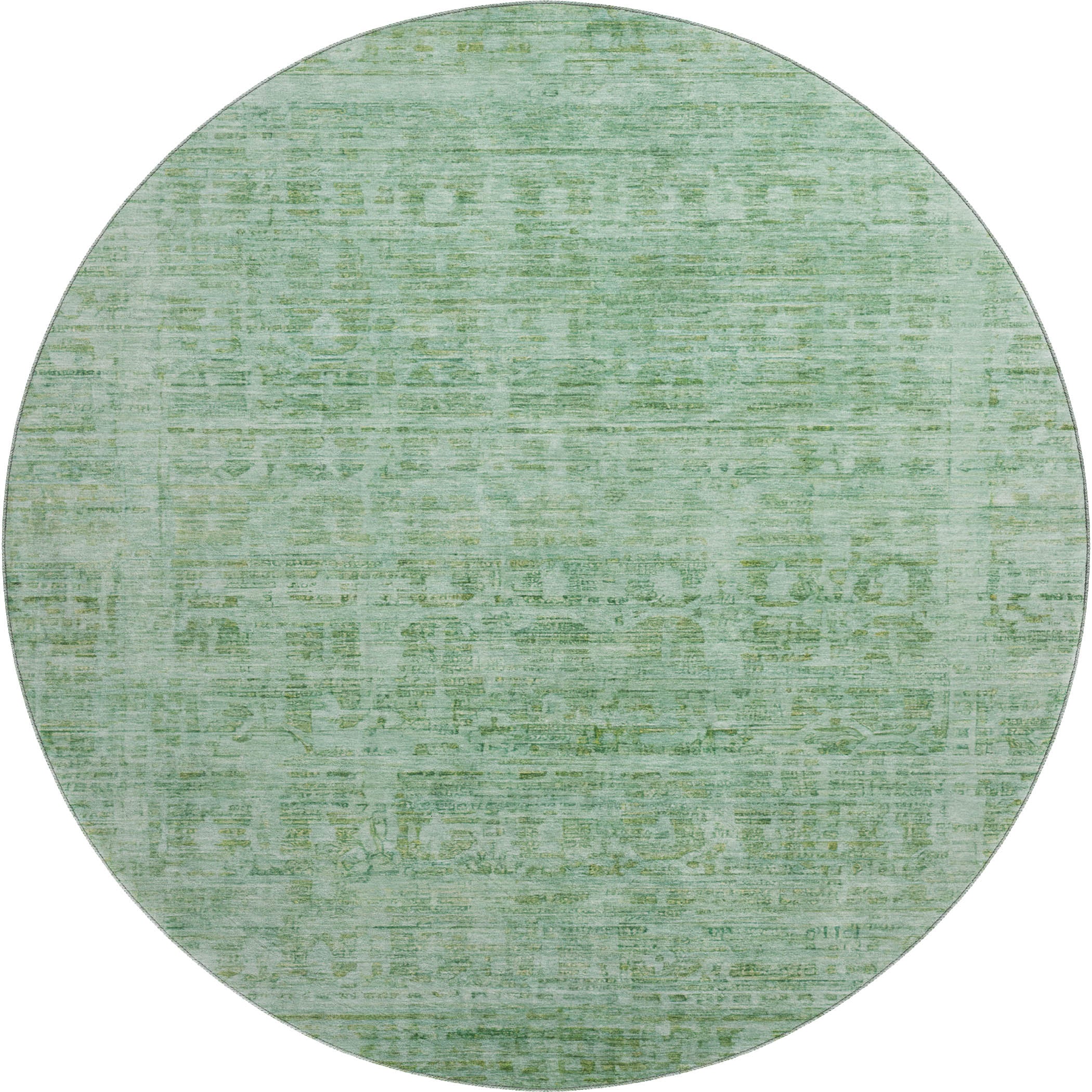 Luang Prabang Machine Washable Transitional Teal Rug 8' x 8' #shape_Round