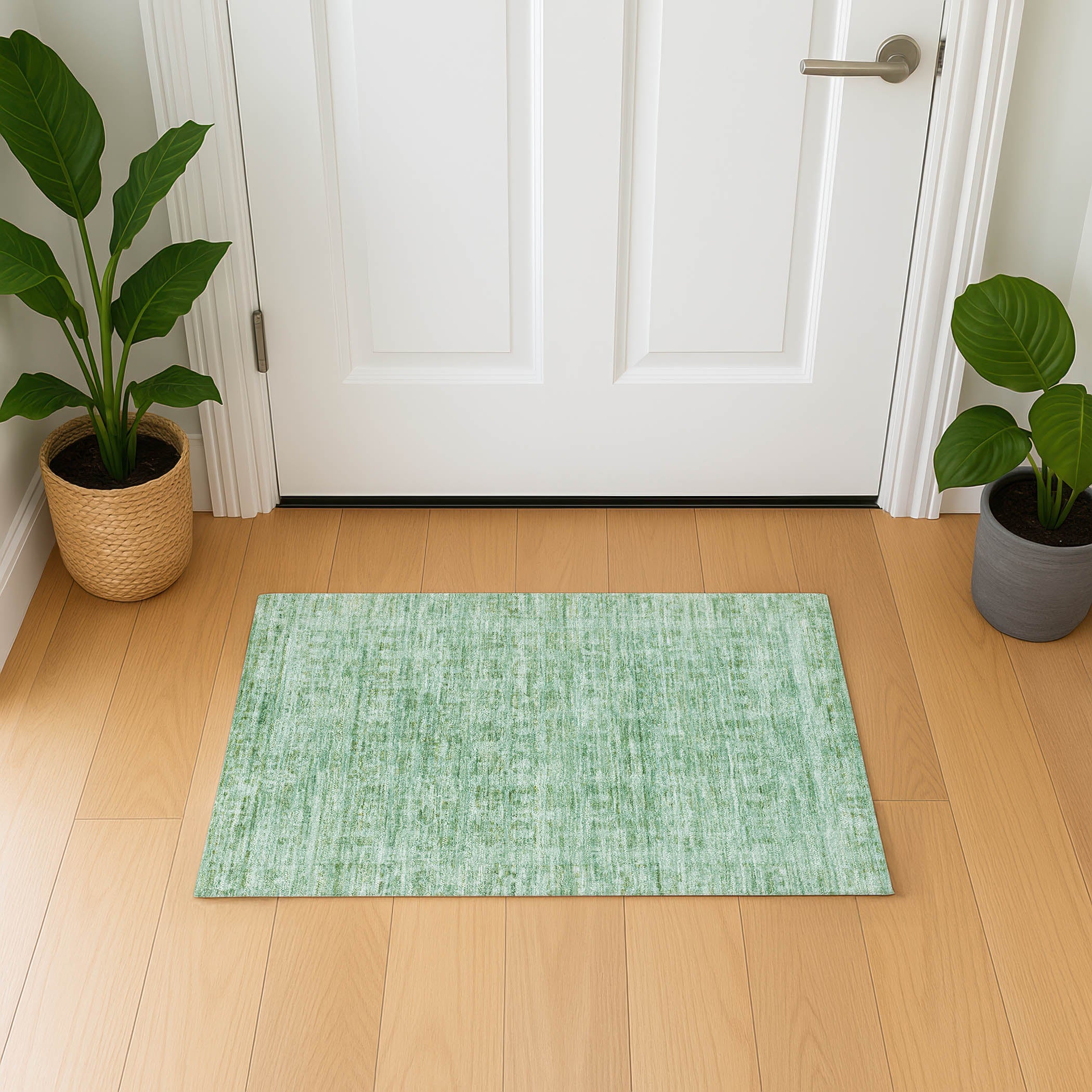 Luang Prabang Machine Washable Transitional Teal Rug 1'8" x 2'6" #shape_Rectangle