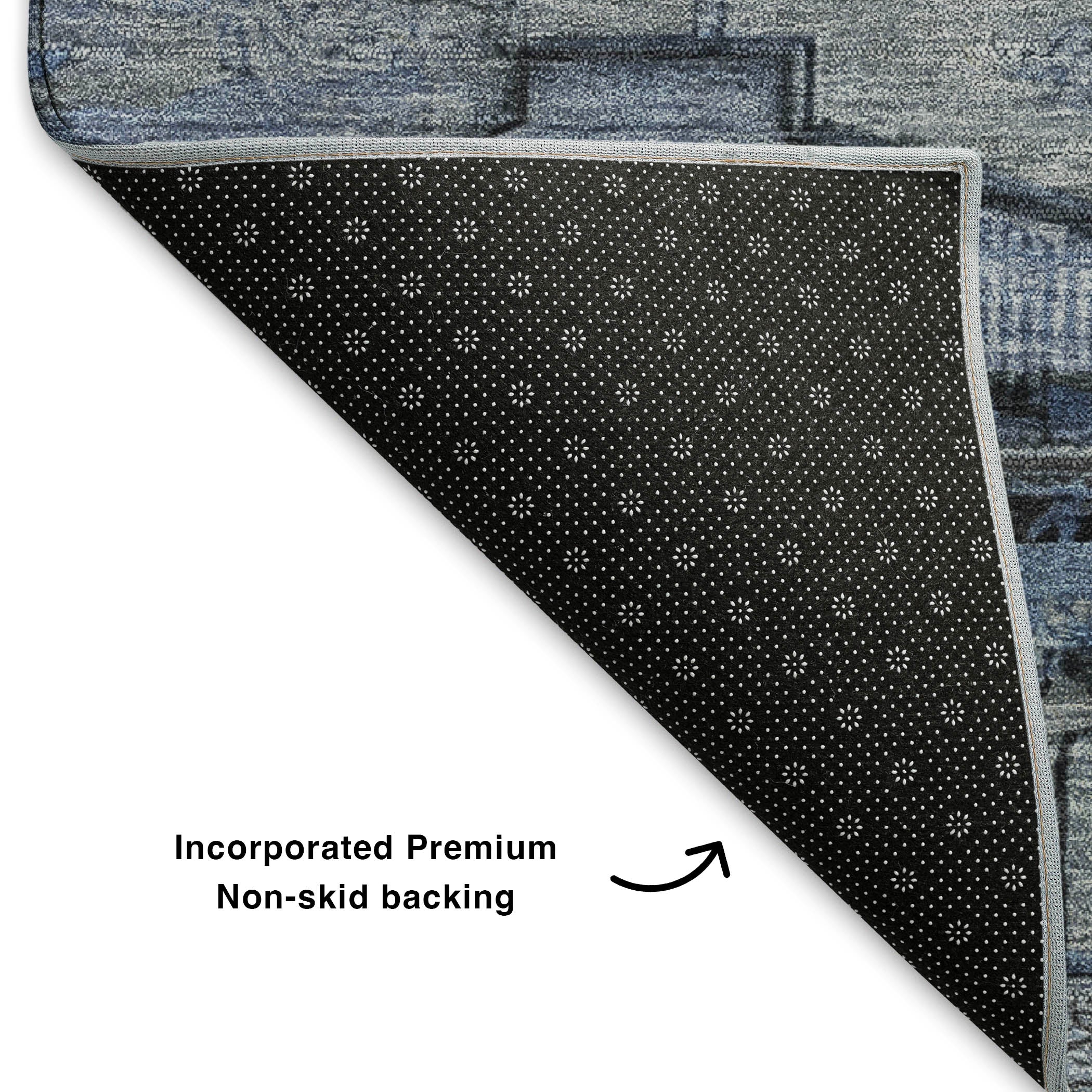 Rome Machine Washable Transitional Blue Rug 1'8" x 2'6" #shape_Rectangle