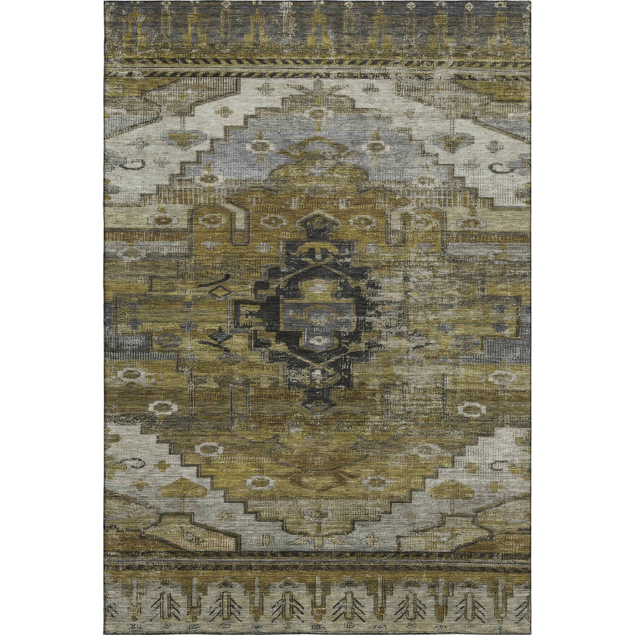 Rome Machine Washable Transitional Brown Rug 2'6" x 3'10" #shape_Rectangle