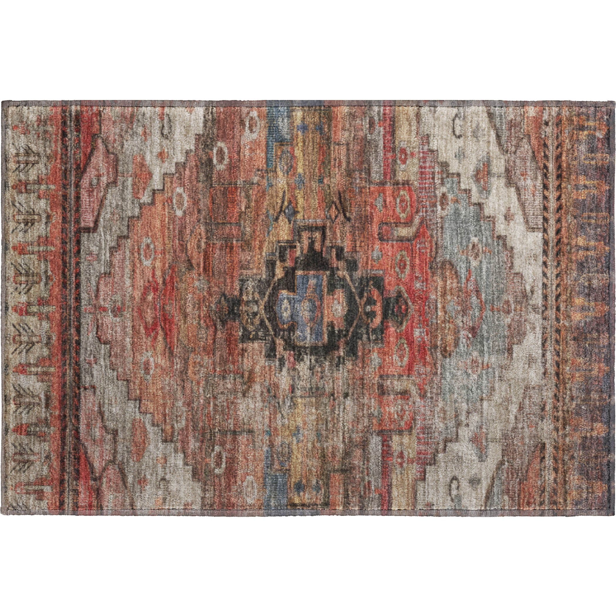 Rome Machine Washable Transitional Paprika Orange Rug 1'8" x 2'6" #shape_Rectangle