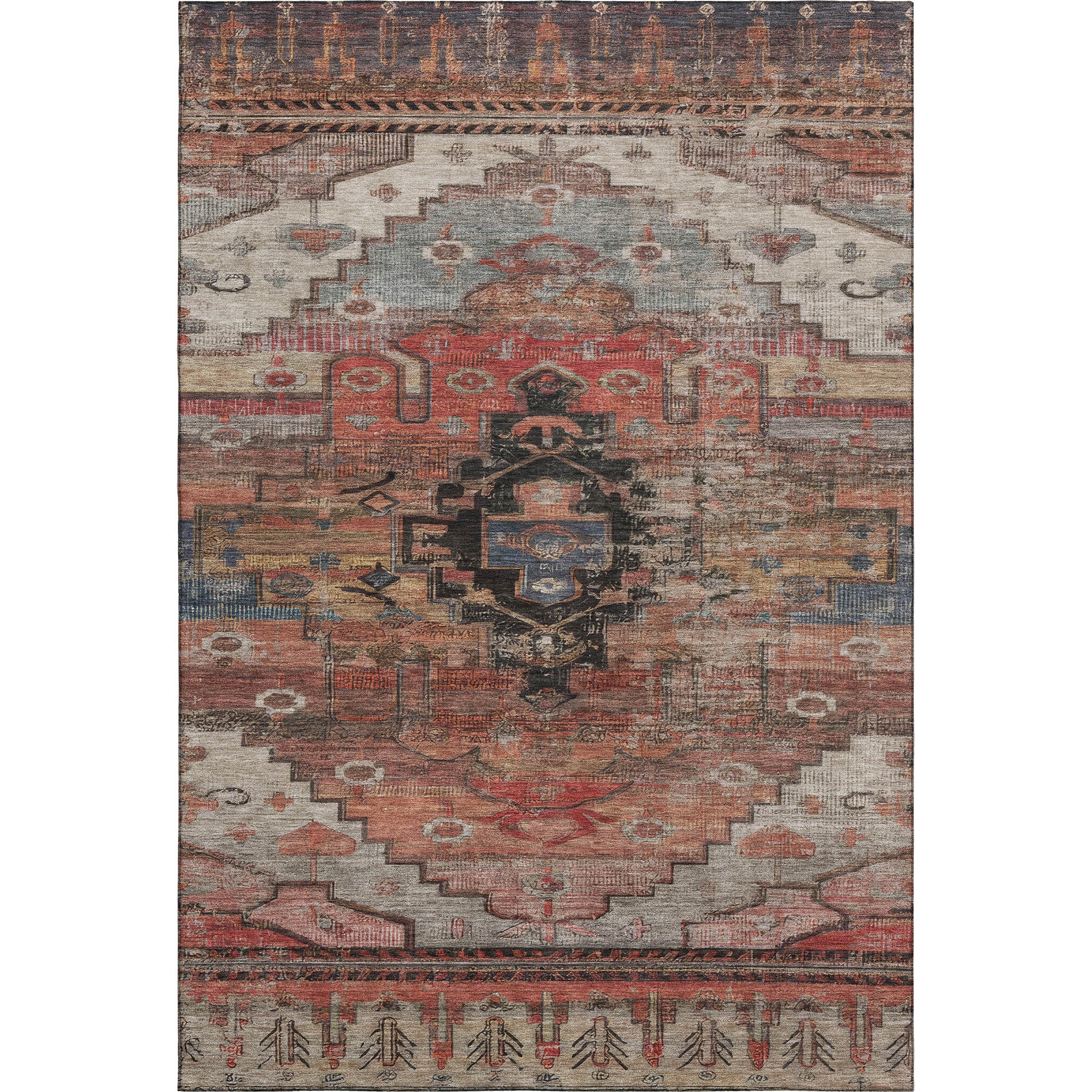 Rome Machine Washable Transitional Paprika Orange Rug 2'6" x 3'10" #shape_Rectangle
