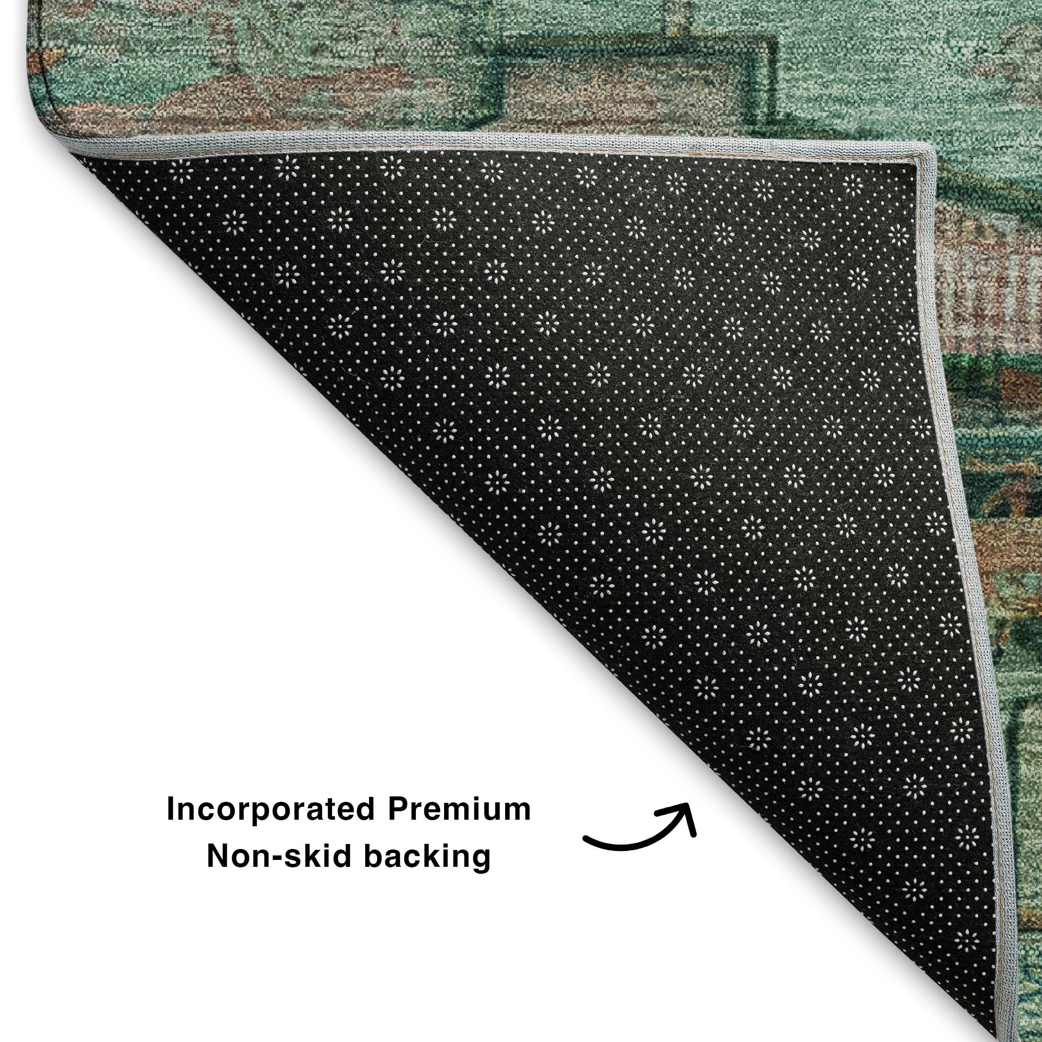 Rome Machine Washable Transitional Teal Rug 1'8" x 2'6" #shape_Rectangle