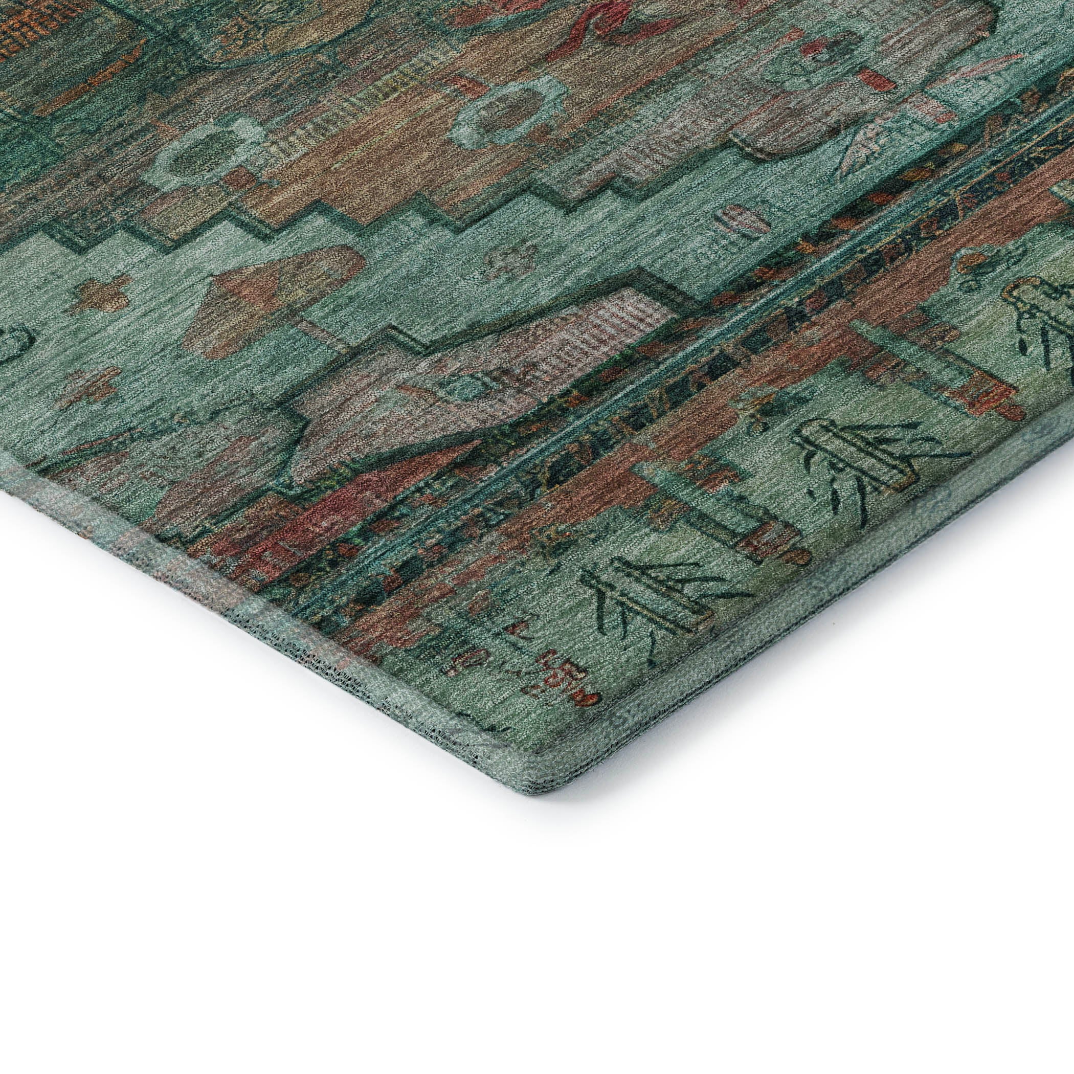 Rome Machine Washable Transitional Teal Rug 1'8" x 2'6" #shape_Rectangle