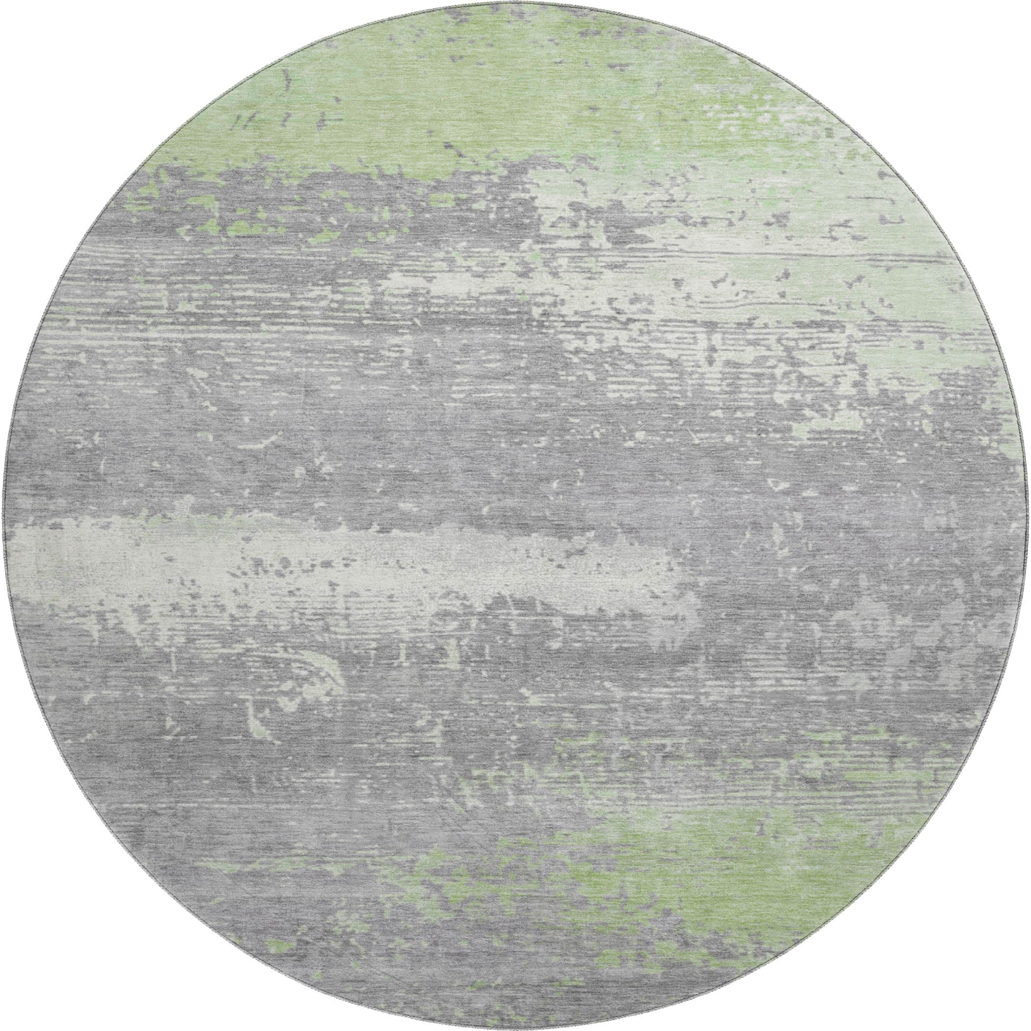 Porto Machine Washable Transitional Aloe Green Rug 8' x 8' #shape_Round
