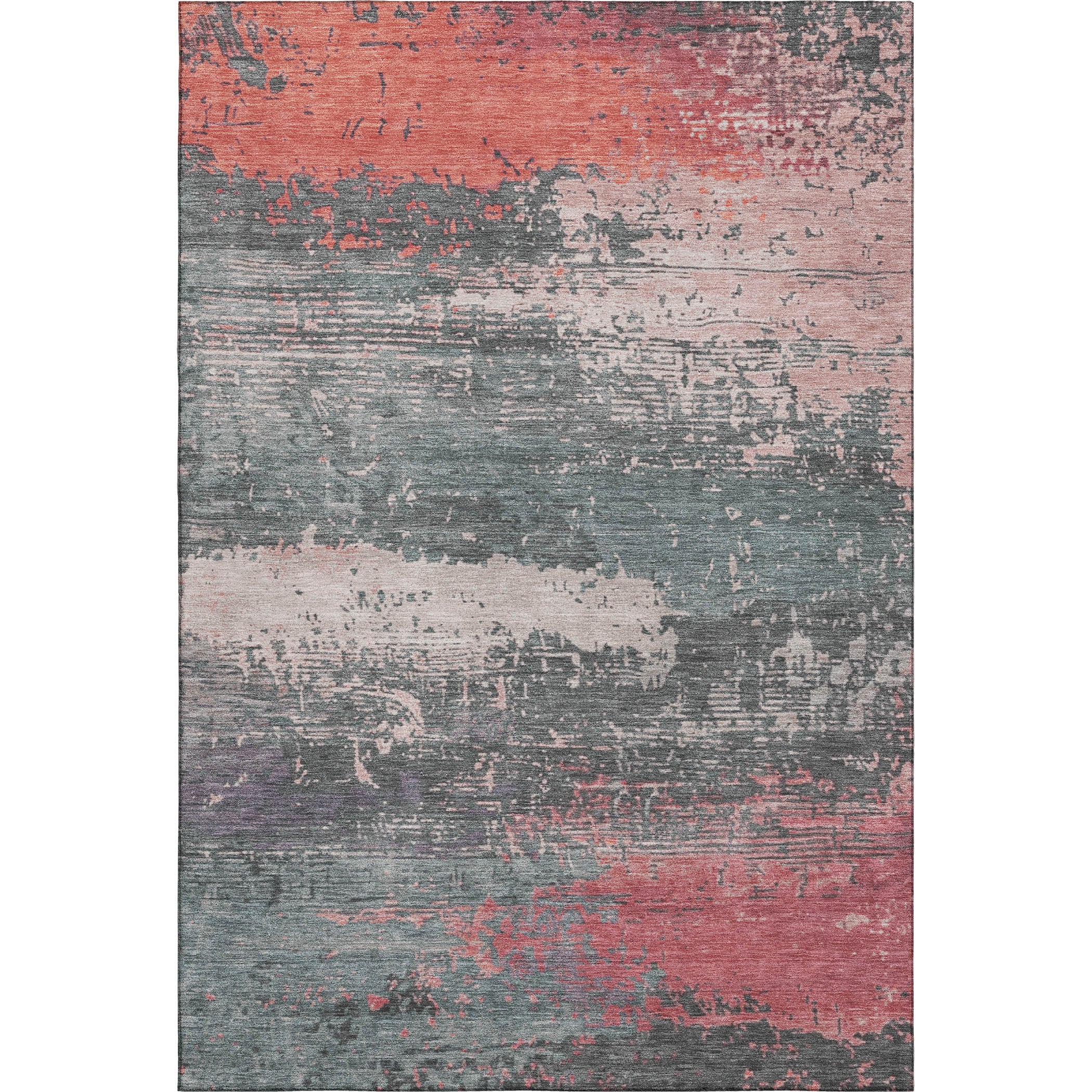 Porto Machine Washable Transitional Coral Orange Rug 2'6" x 3'10" #shape_Rectangle