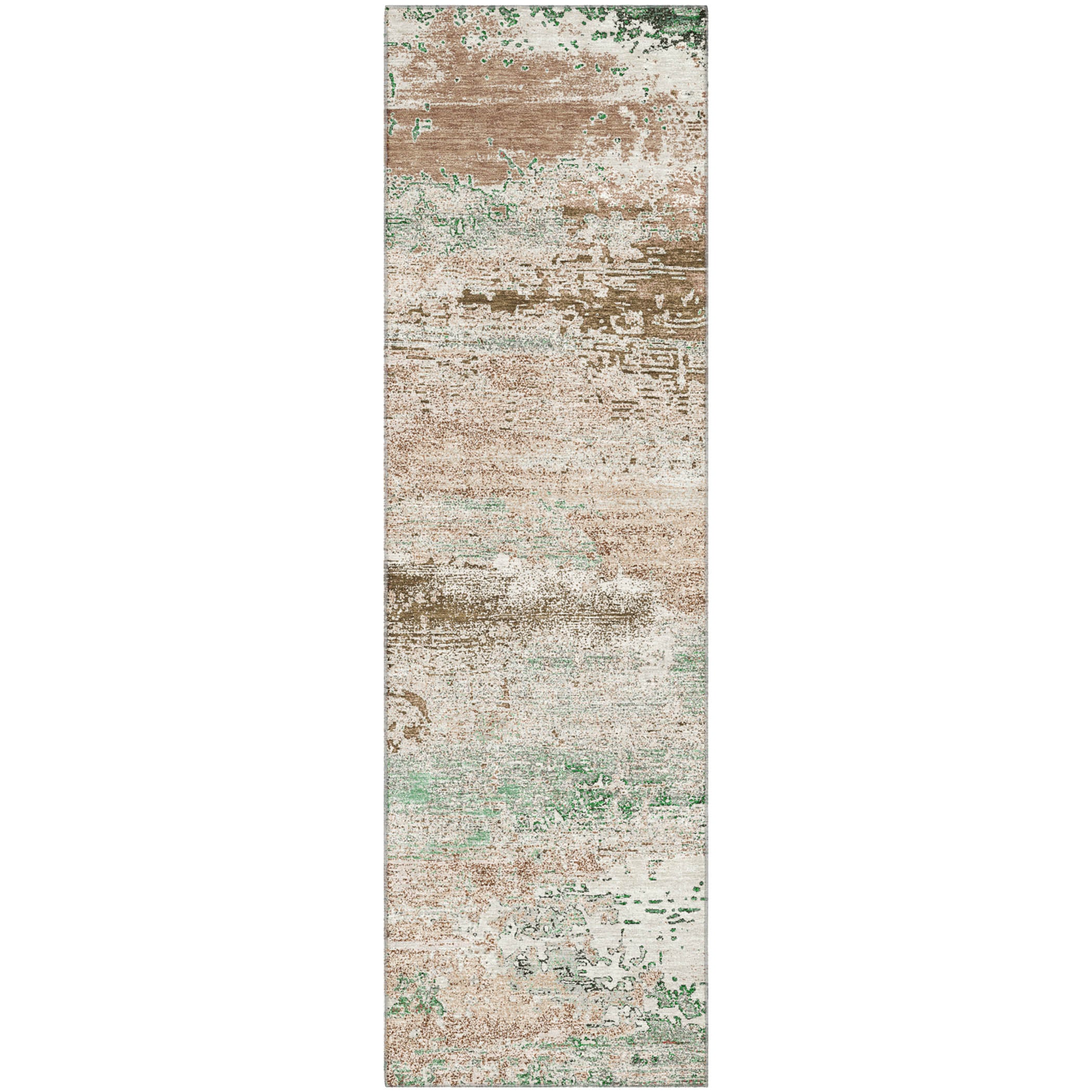 Porto Machine Washable Transitional Khaki Brown Rug 2'3" x 7'6" #shape_Runner