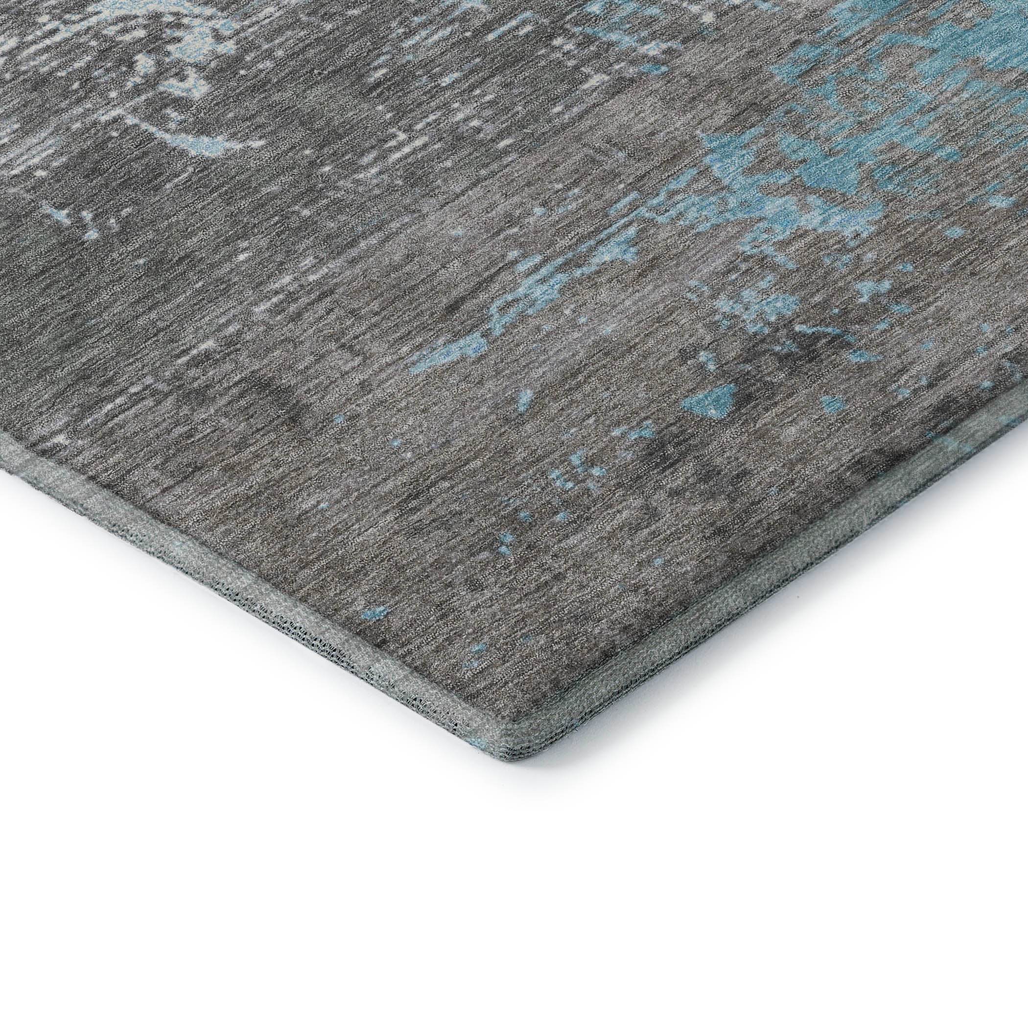 Porto Machine Washable Transitional Teal Rug 1'8" x 2'6" #shape_Rectangle
