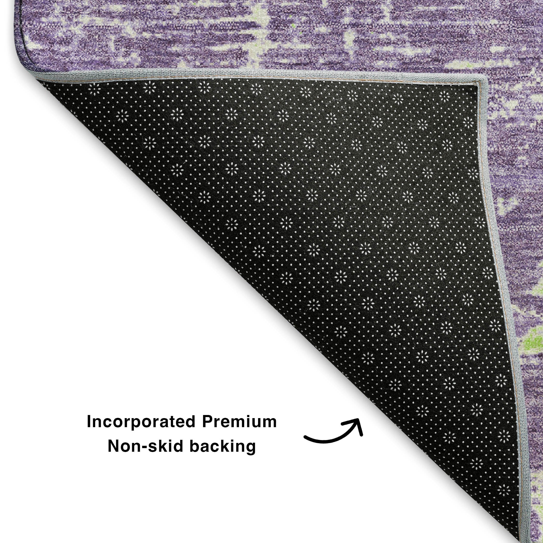 Mdina Machine Washable Transitional Purple Rug 1'8" x 2'6" #shape_Rectangle