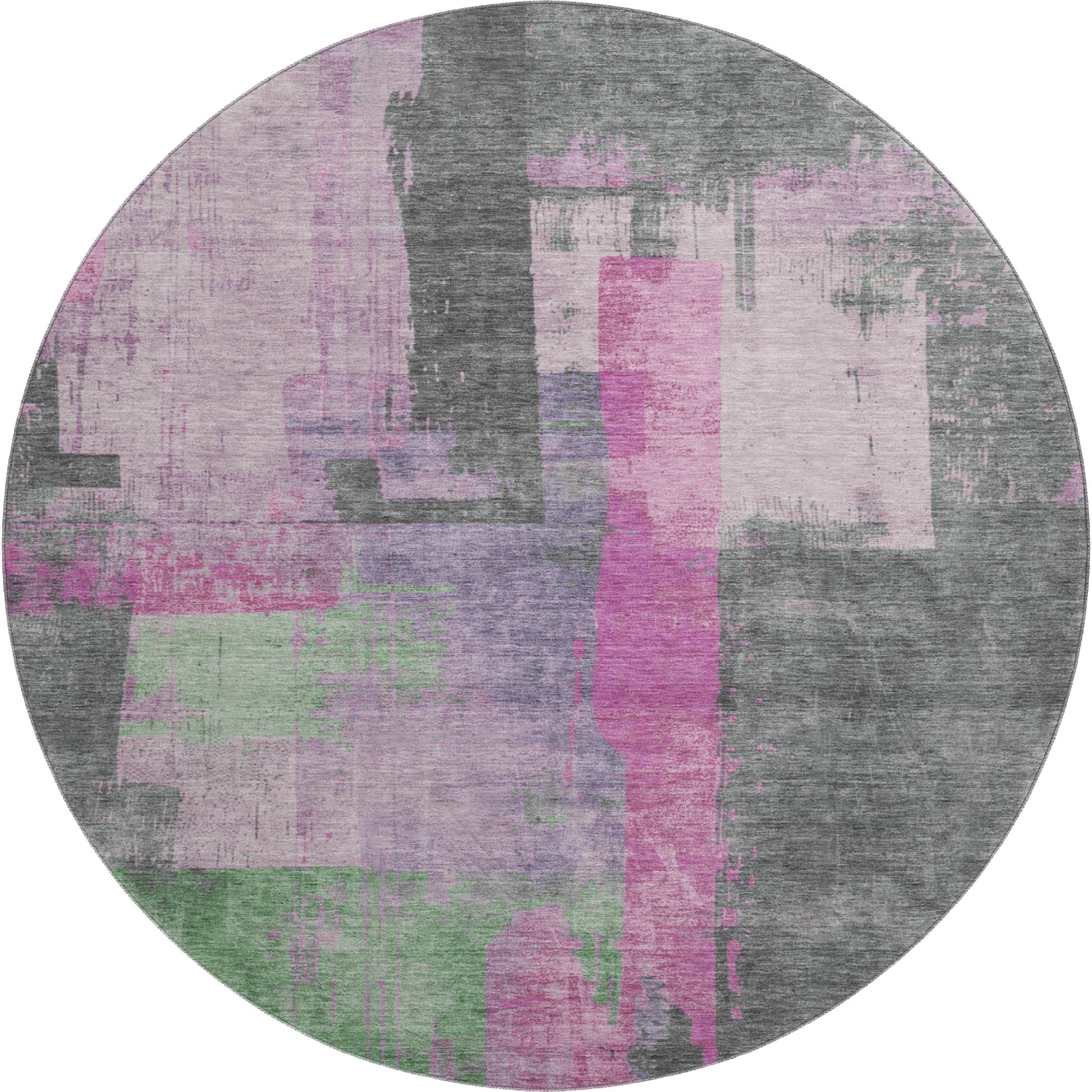 Bruges Machine Washable Transitional Blush Pink Rug 8' x 8' #shape_Round