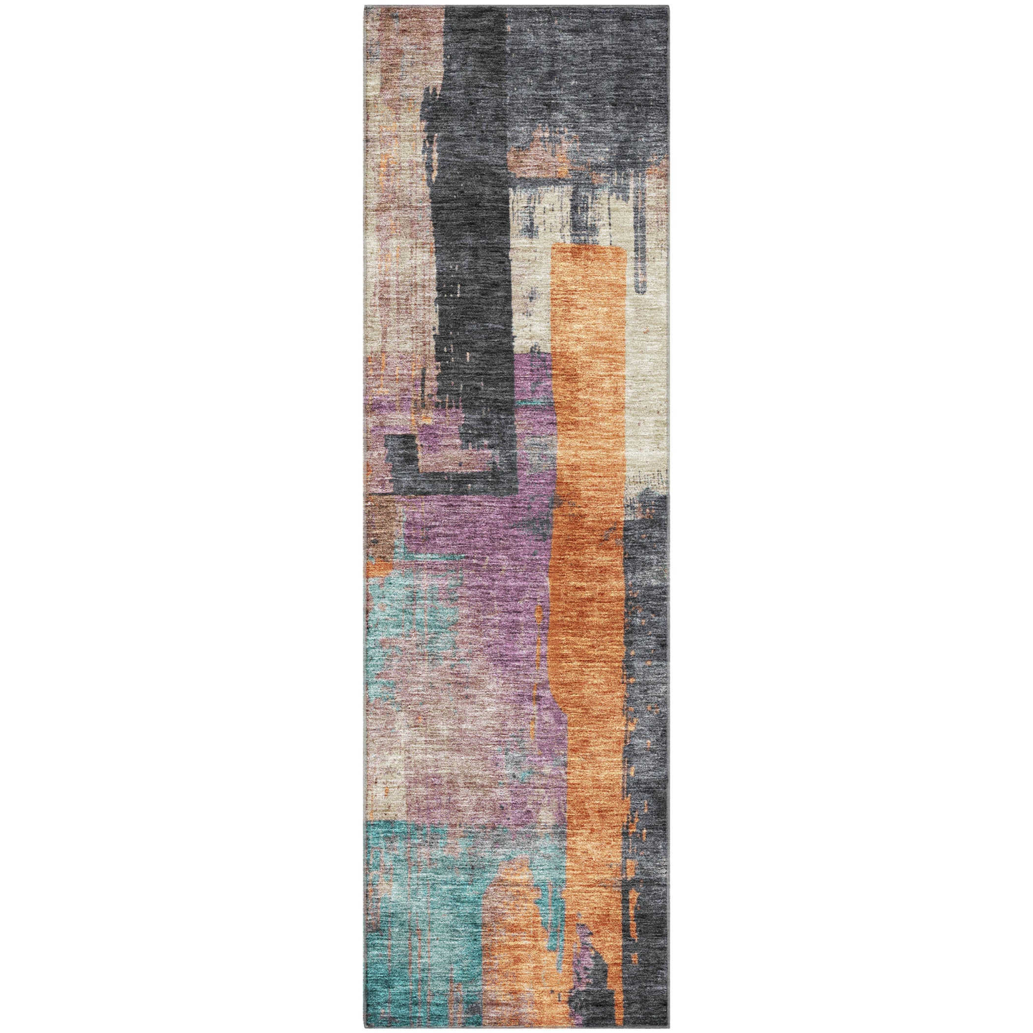 Bruges Machine Washable Transitional Charcoal Gray Rug 2'3" x 7'6" #shape_Runner