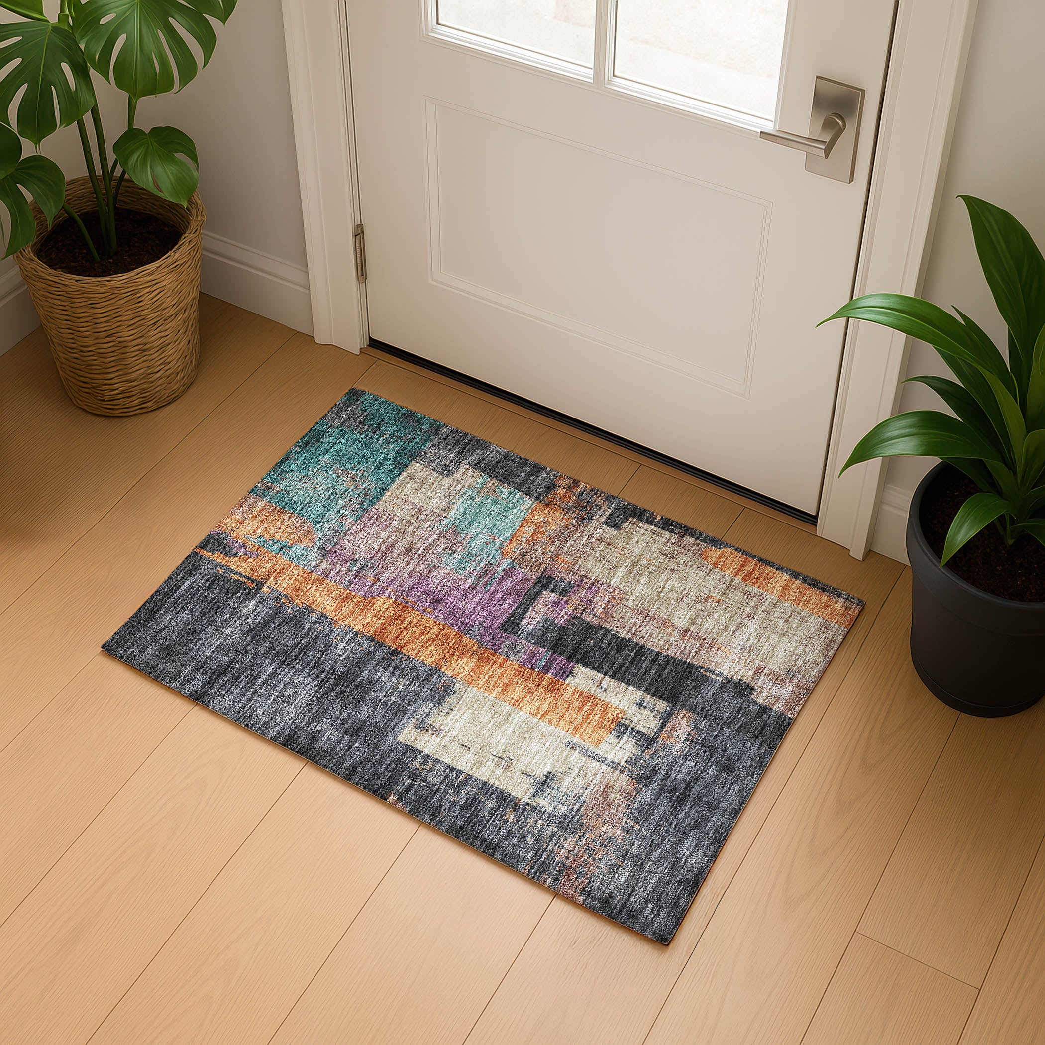 Bruges Machine Washable Transitional Charcoal Gray Rug 1'8" x 2'6" #shape_Rectangle