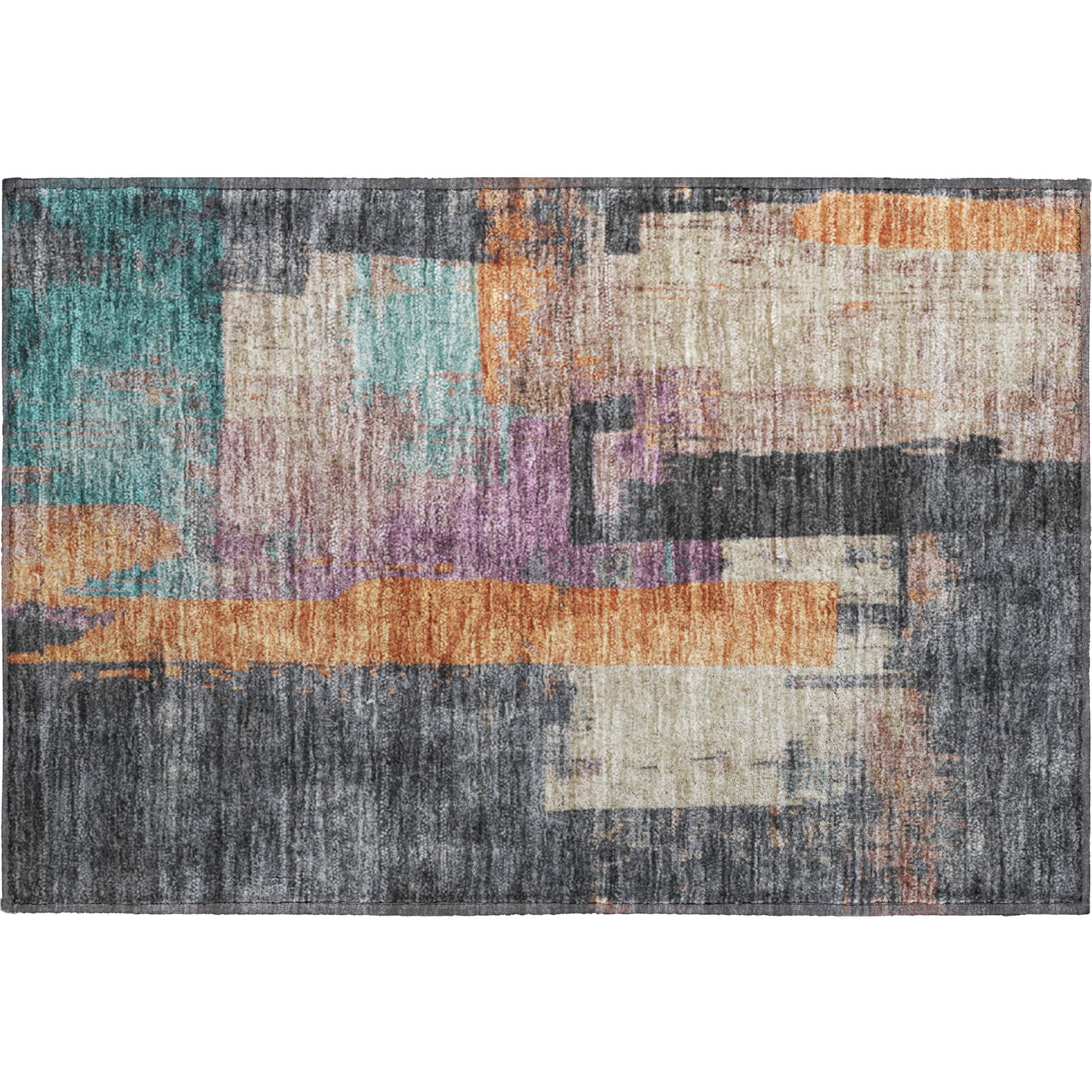 Bruges Machine Washable Transitional Charcoal Gray Rug 1'8" x 2'6" #shape_Rectangle