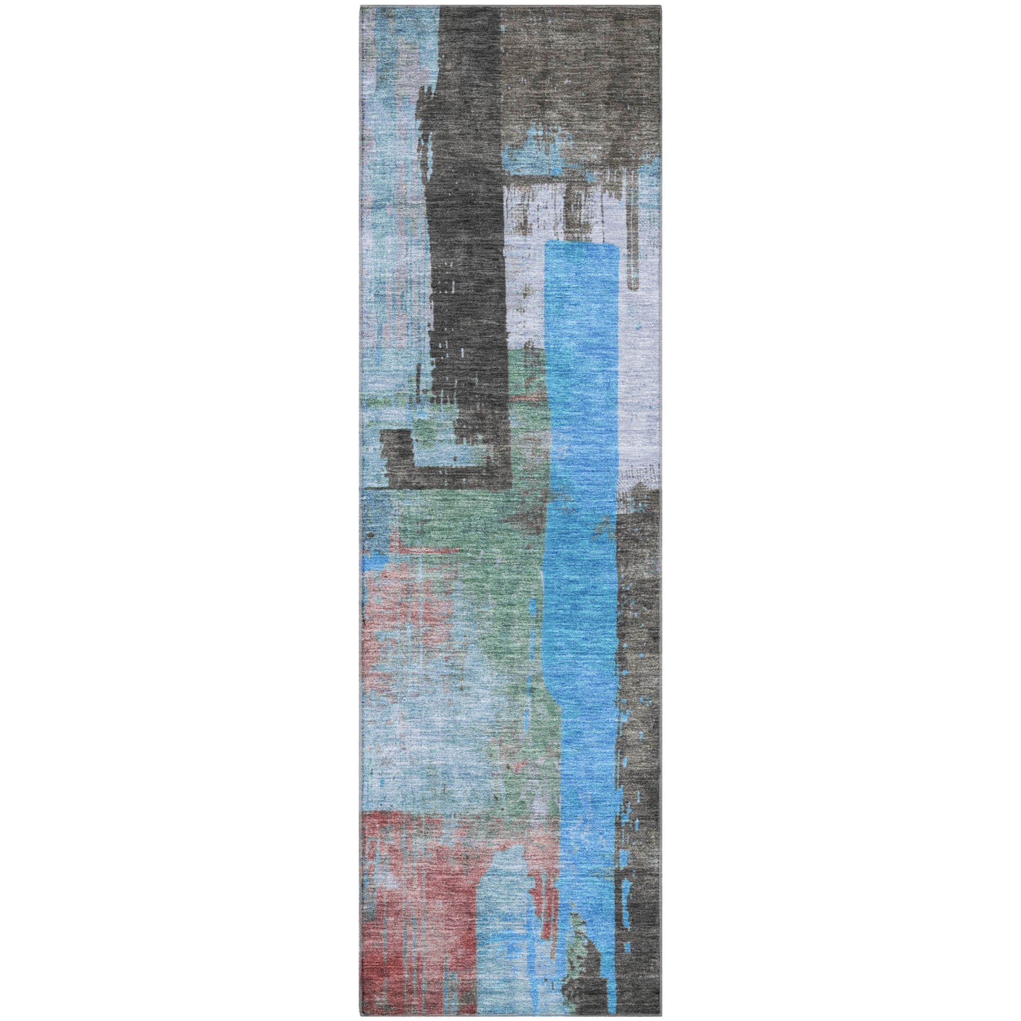 Bruges Machine Washable Transitional Sky Blue Rug 2'3" x 7'6" #shape_Runner