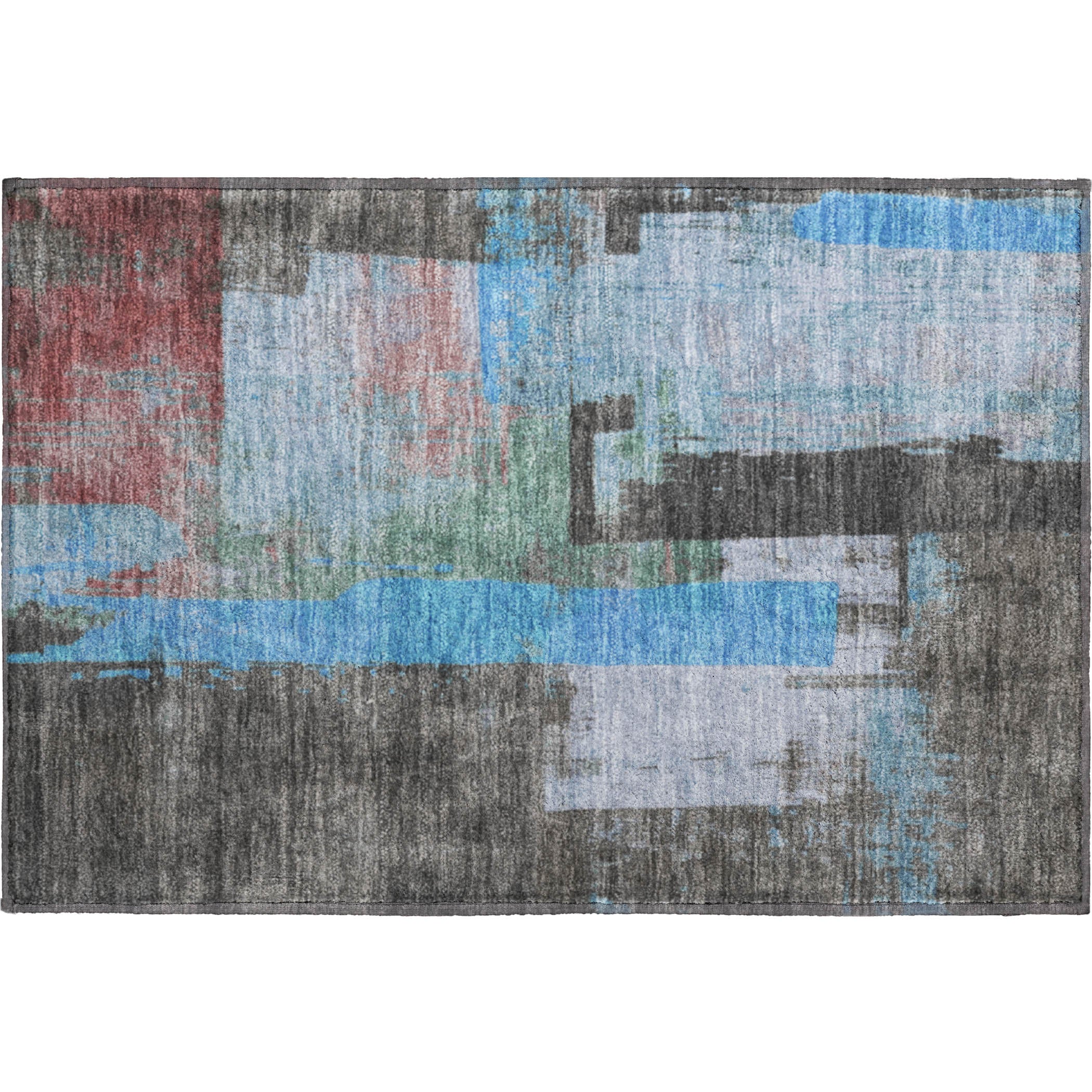 Bruges Machine Washable Transitional Sky Blue Rug 1'8" x 2'6" #shape_Rectangle