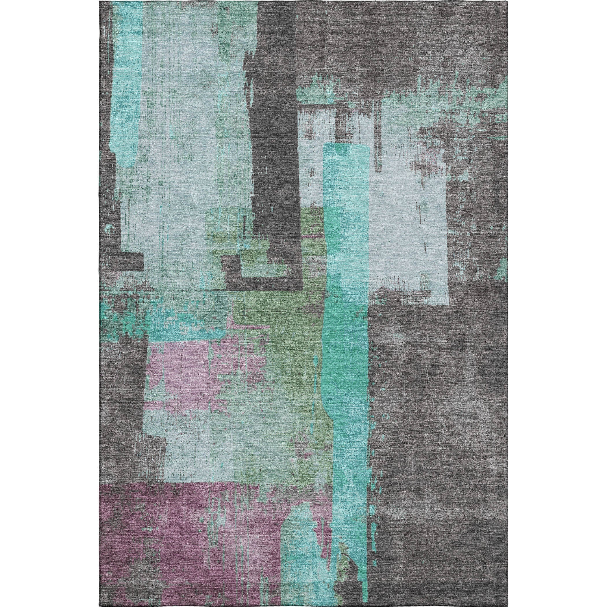 Bruges Machine Washable Transitional Teal Rug 2'6" x 3'10" #shape_Rectangle