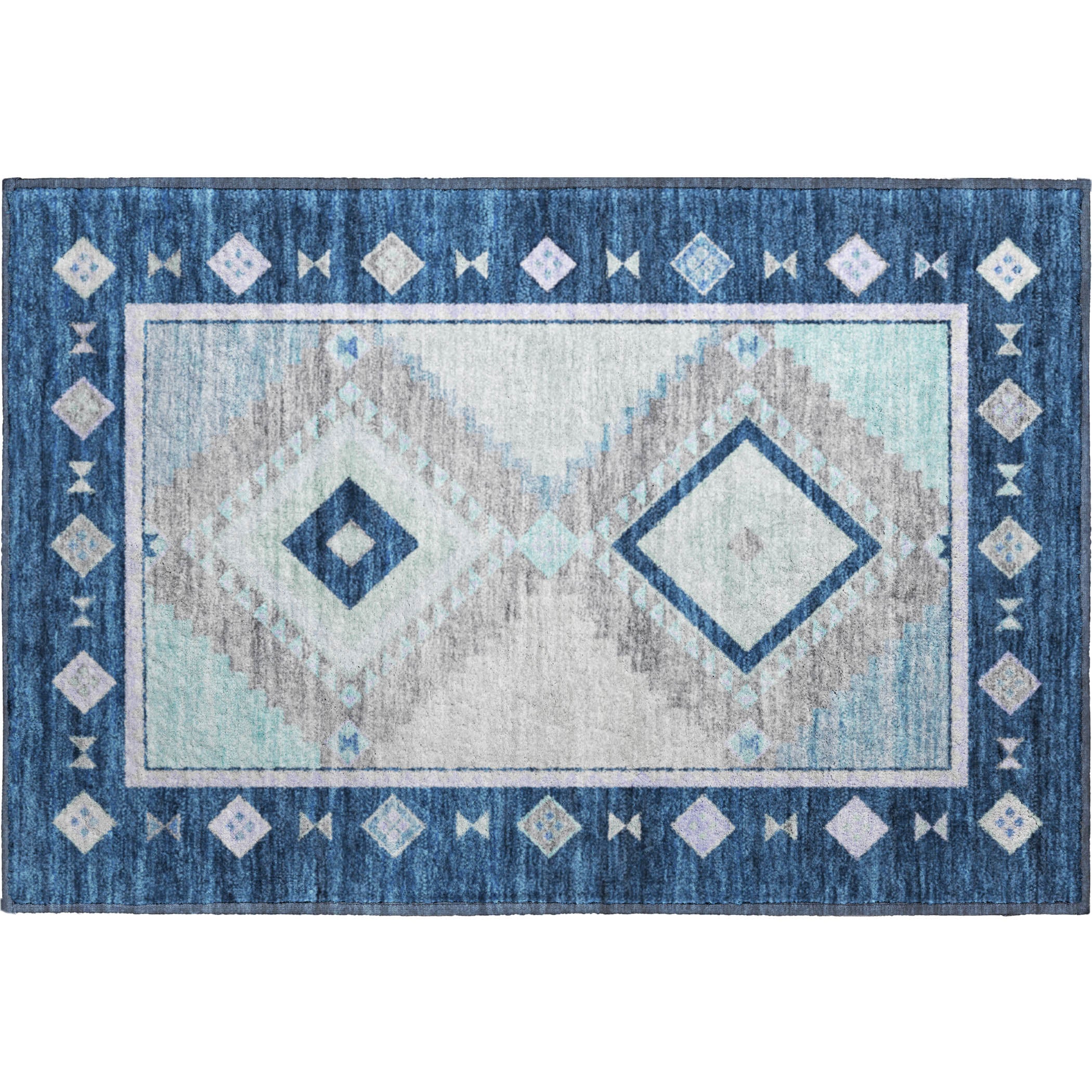 Vienna Machine Washable Southwest Blue Rug 1'8" x 2'6" #shape_Rectangle