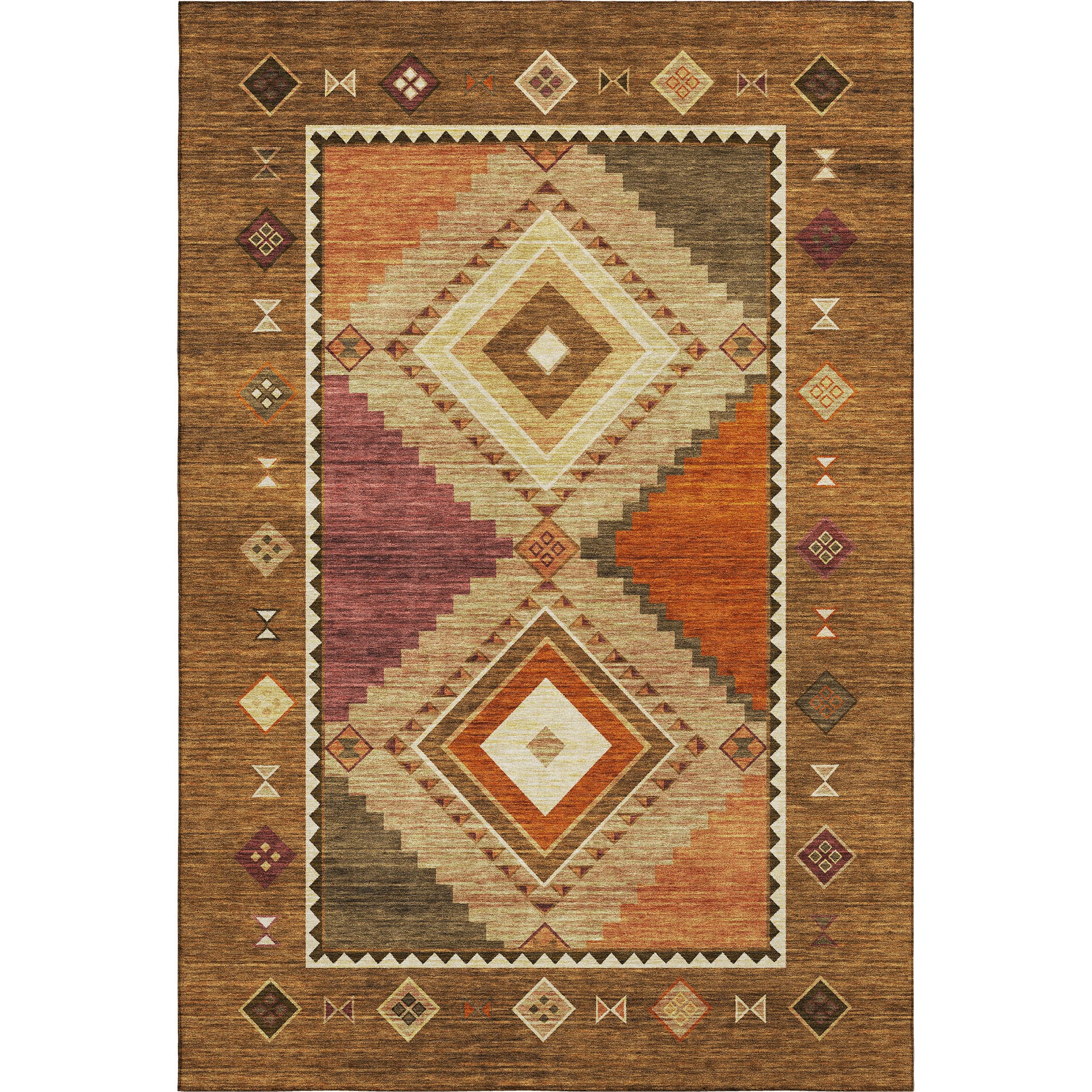 Vienna Machine Washable Southwest Brown Rug 2'6" x 3'10" #shape_Rectangle