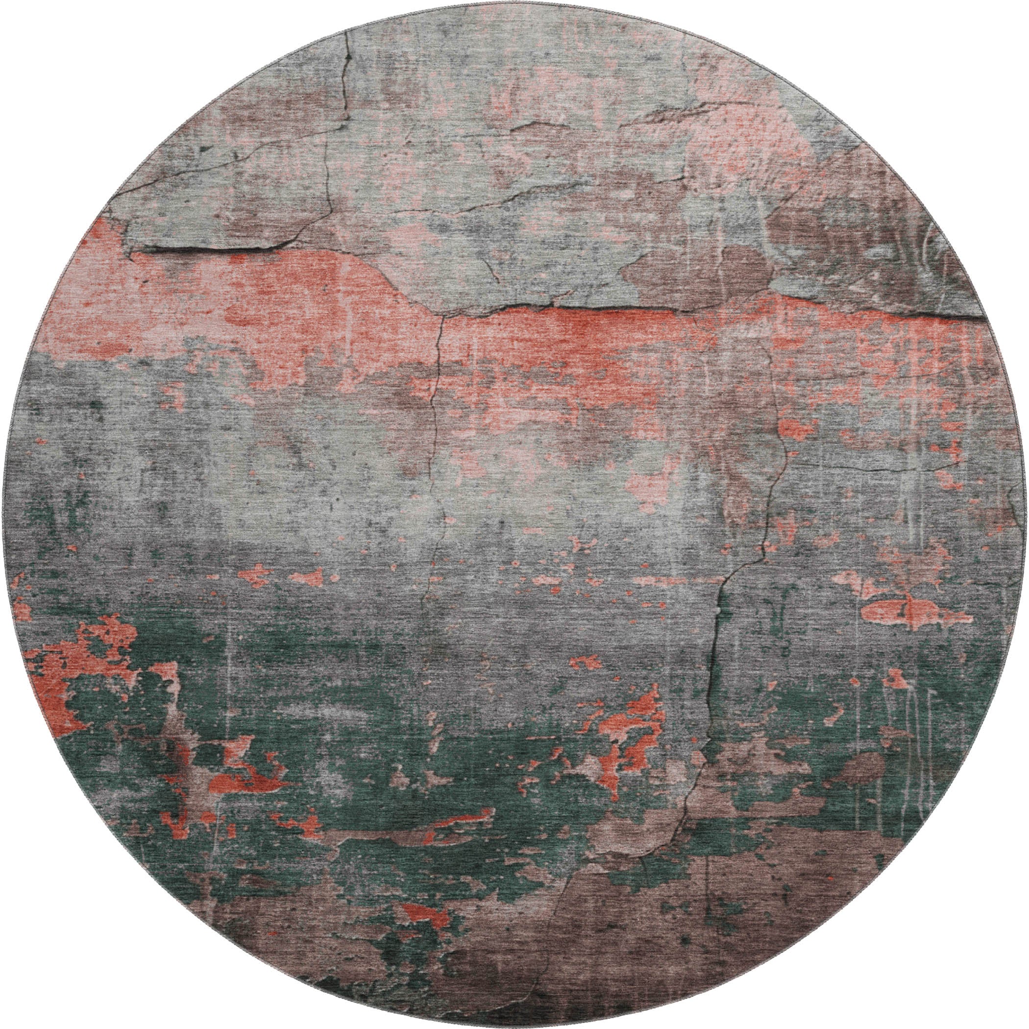 Kathmandu Machine Washable Transitional Coral Orange Rug 8' x 8' #shape_Round