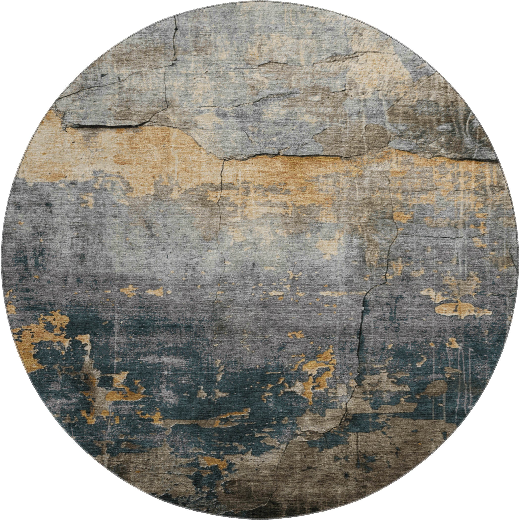 Kathmandu Machine Washable Transitional Gray Rug 8' x 8' #shape_Round