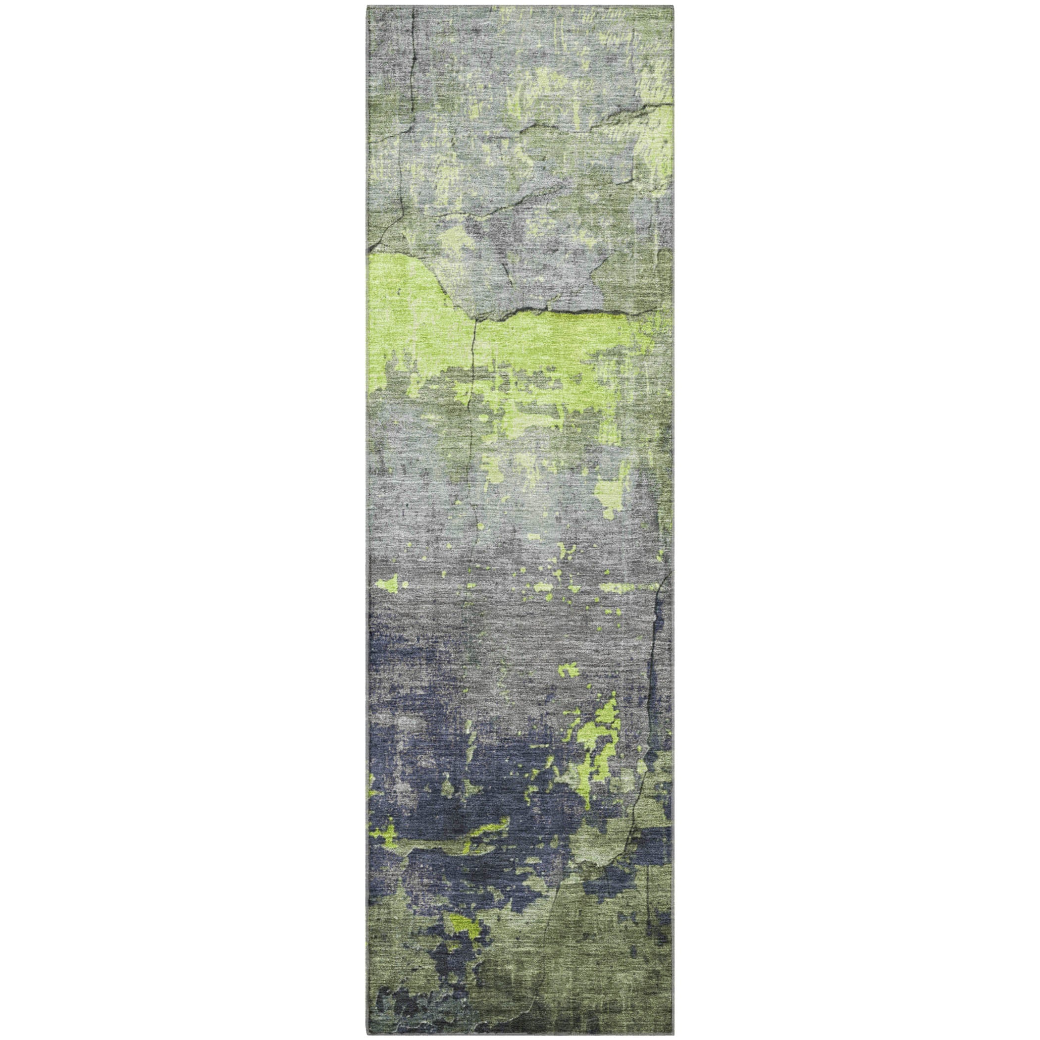 Kathmandu Machine Washable Transitional Lime Green Rug 2'3" x 7'6" #shape_Runner
