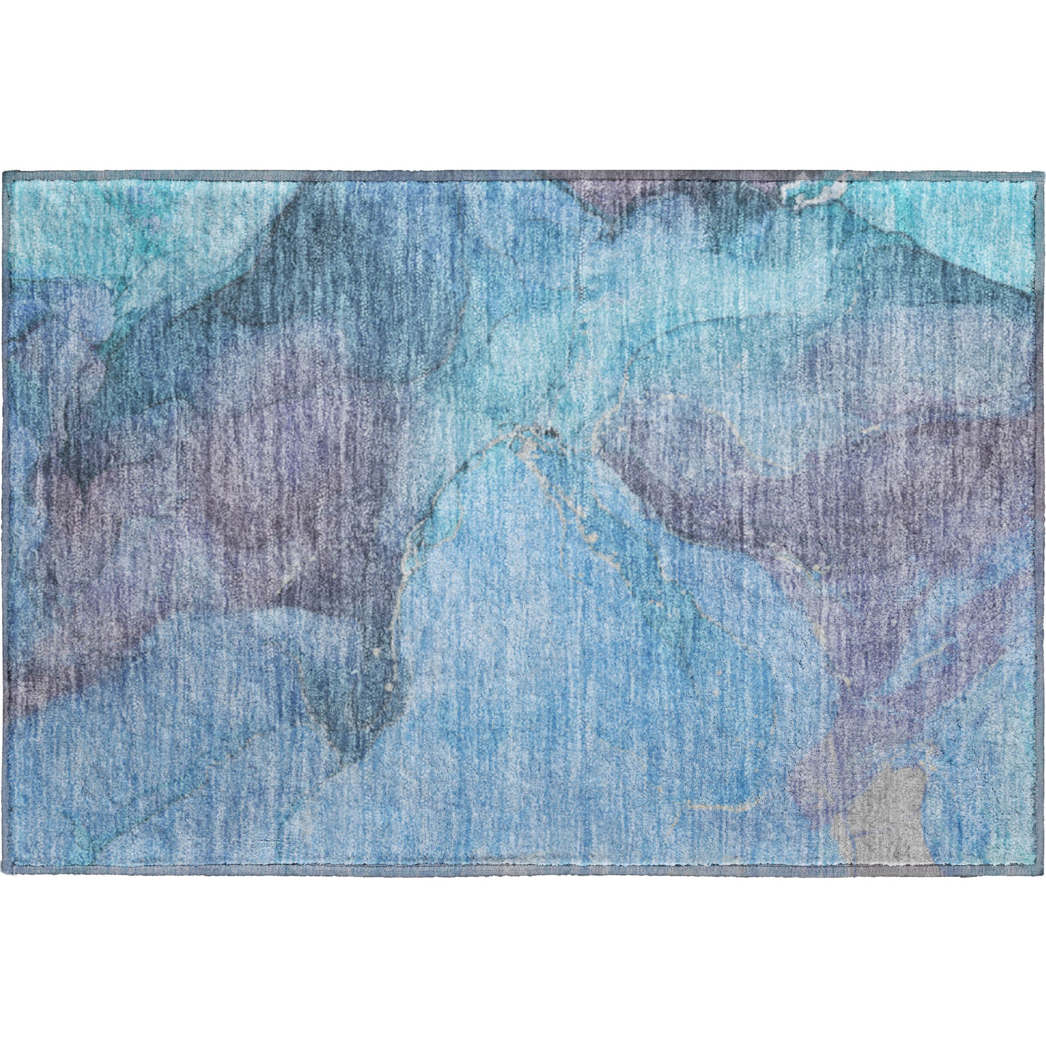 Antigua Machine Washable Transitional Blue Rug 1'8" x 2'6" #shape_Rectangle