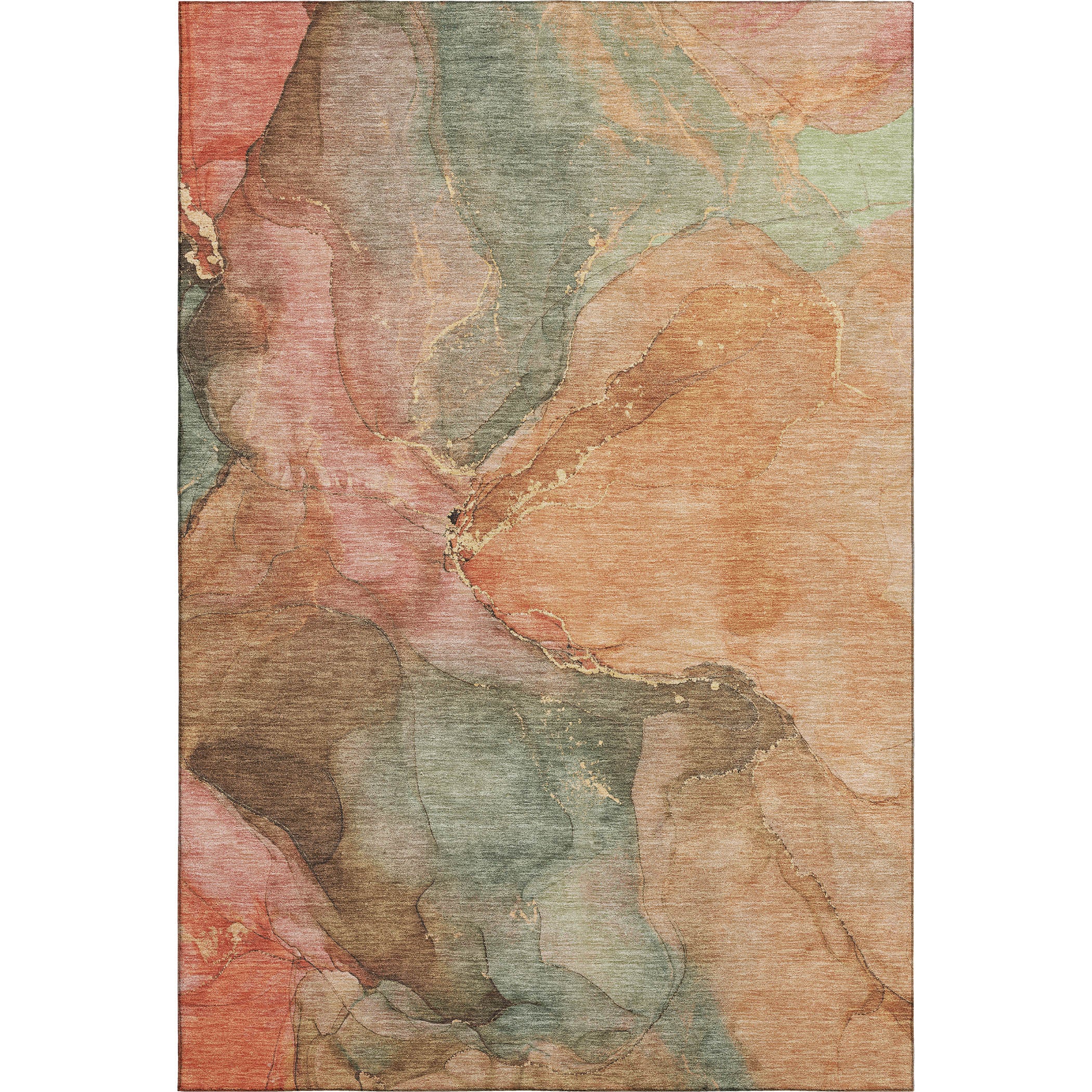 Antigua Machine Washable Transitional Coral Orange Rug 2'6" x 3'10" #shape_Rectangle