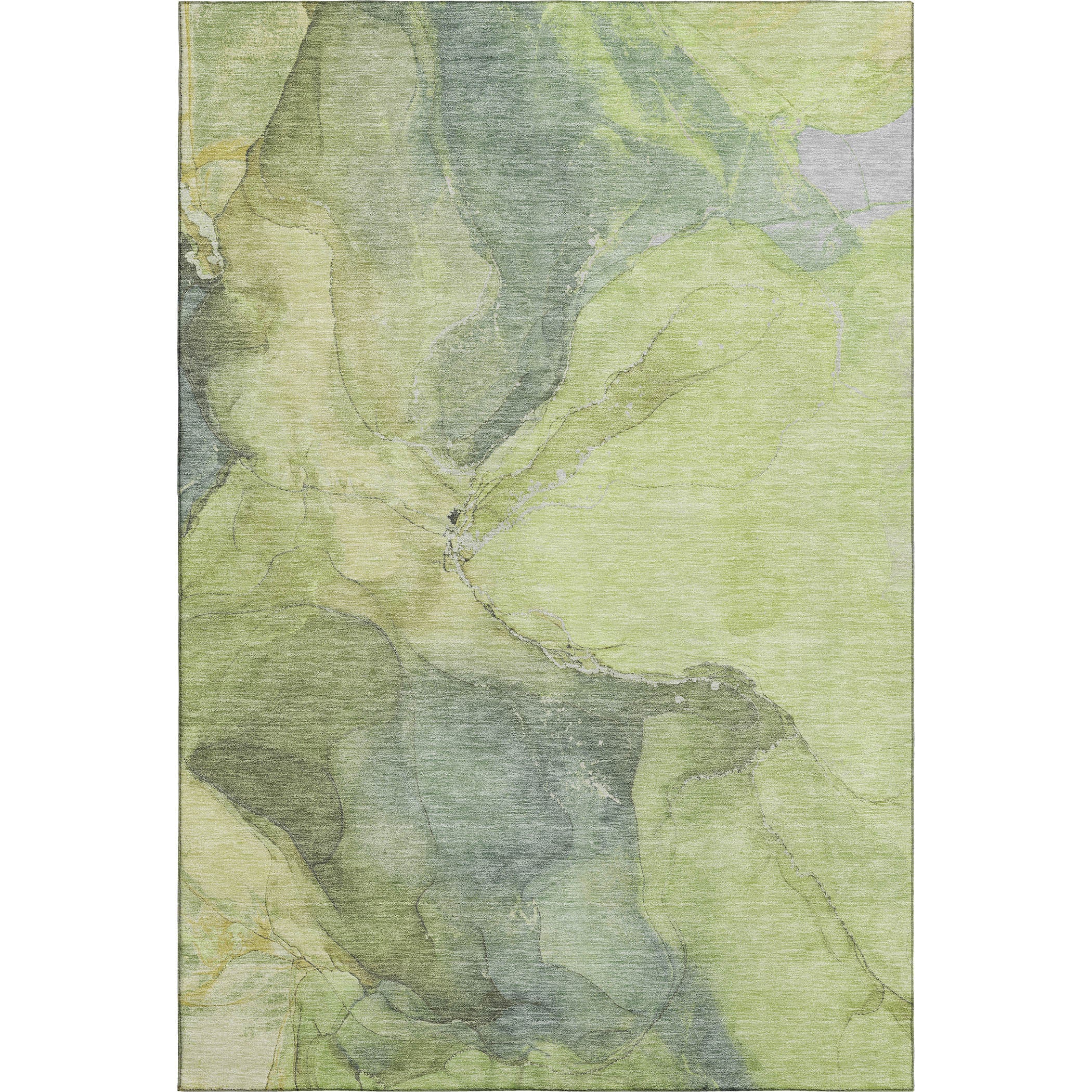 Antigua Machine Washable Transitional Green Rug 2'6" x 3'10" #shape_Rectangle