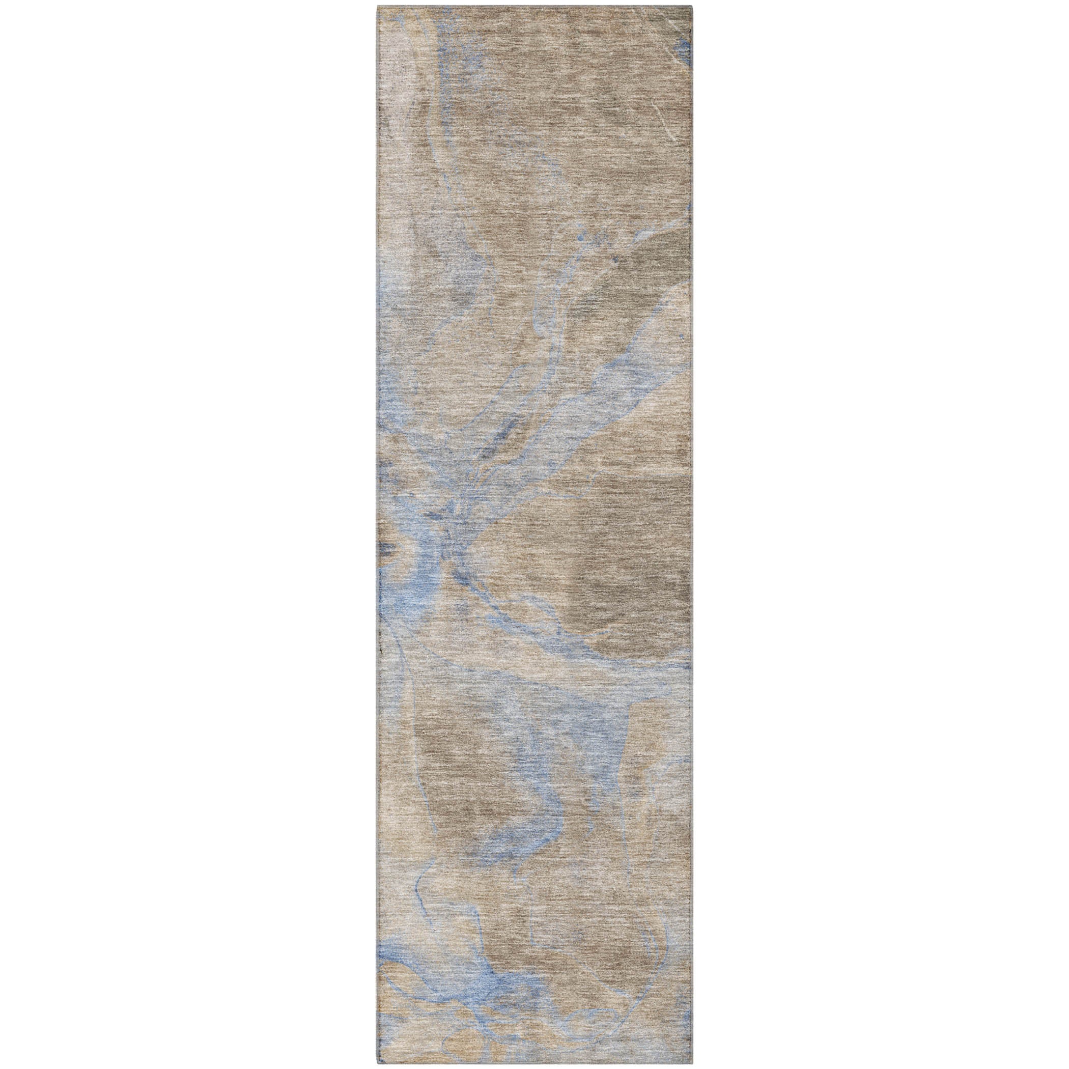 Antigua Machine Washable Transitional Taupe Brown Rug 2'3" x 7'6" #shape_Runner