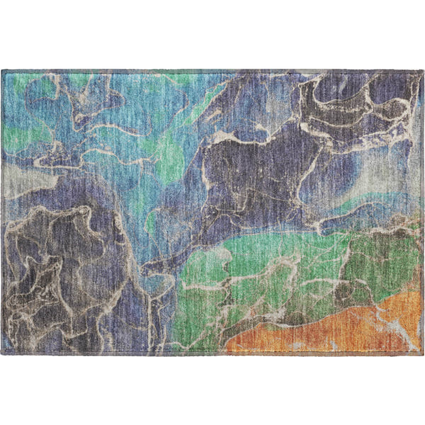 Colombo Machine Washable Transitional Blue Rug 1'8" x 2'6"