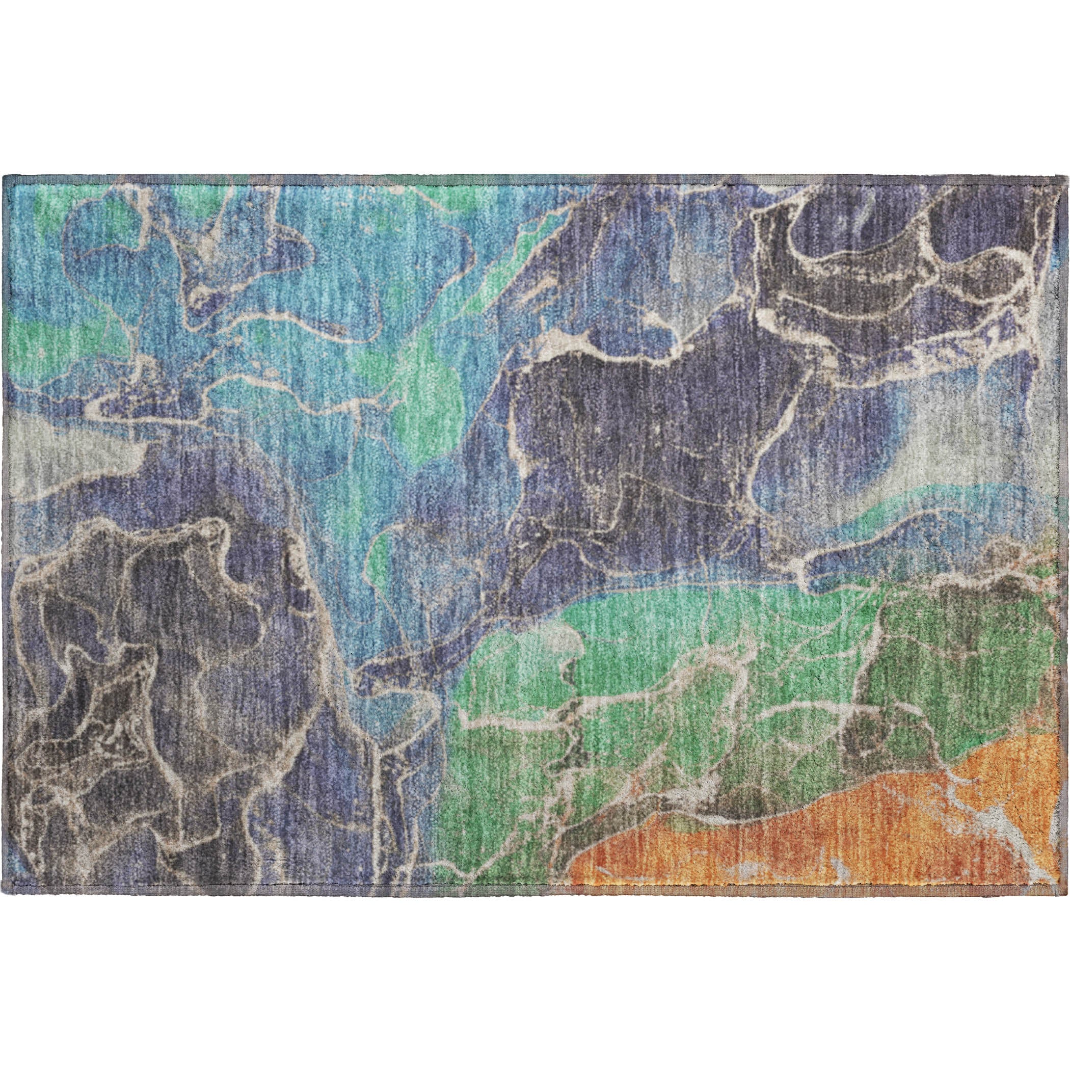 Colombo Machine Washable Transitional Blue Rug 1'8" x 2'6" #shape_Rectangle