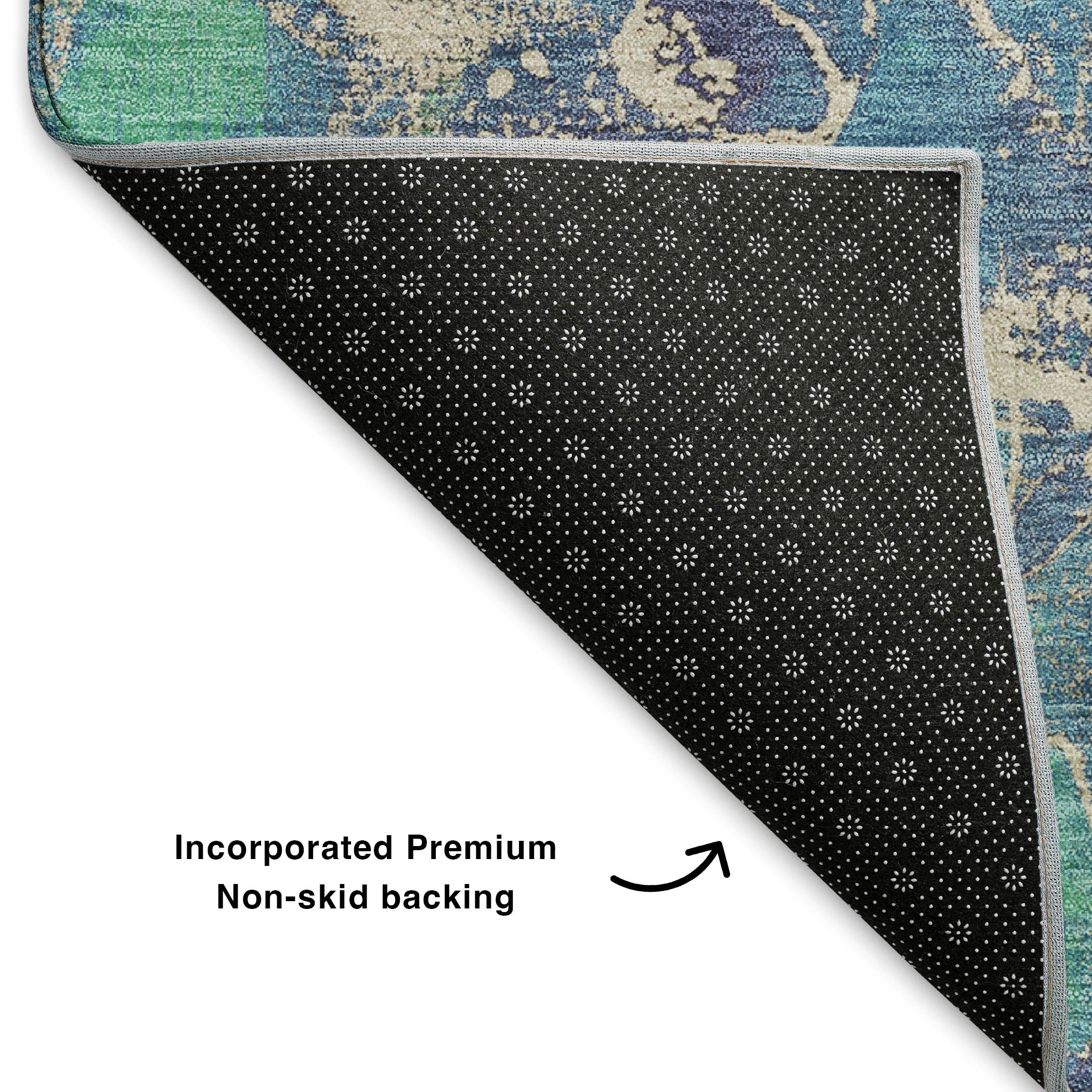 Colombo Machine Washable Transitional Blue Rug 1'8" x 2'6" #shape_Rectangle