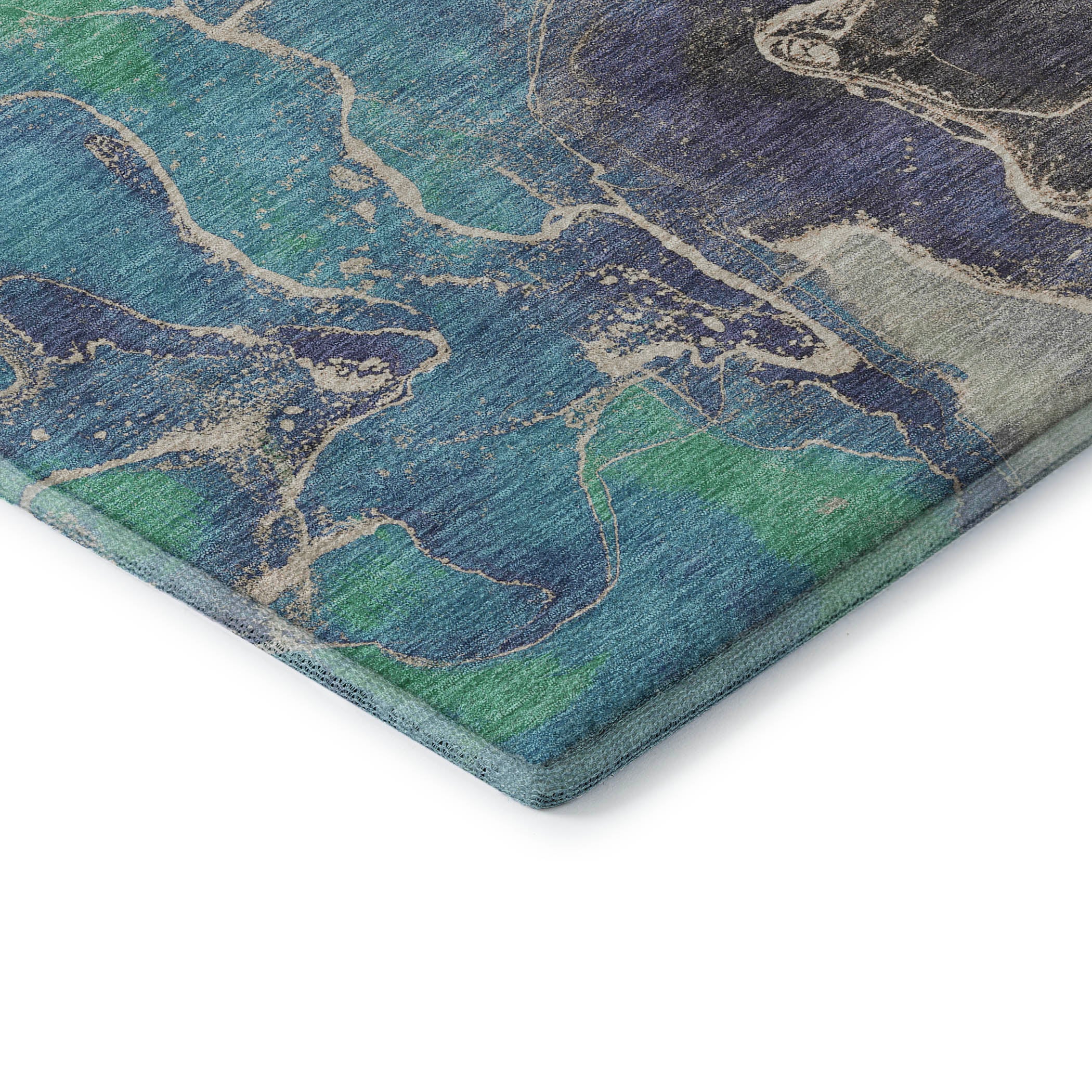 Colombo Machine Washable Transitional Blue Rug 1'8" x 2'6" #shape_Rectangle