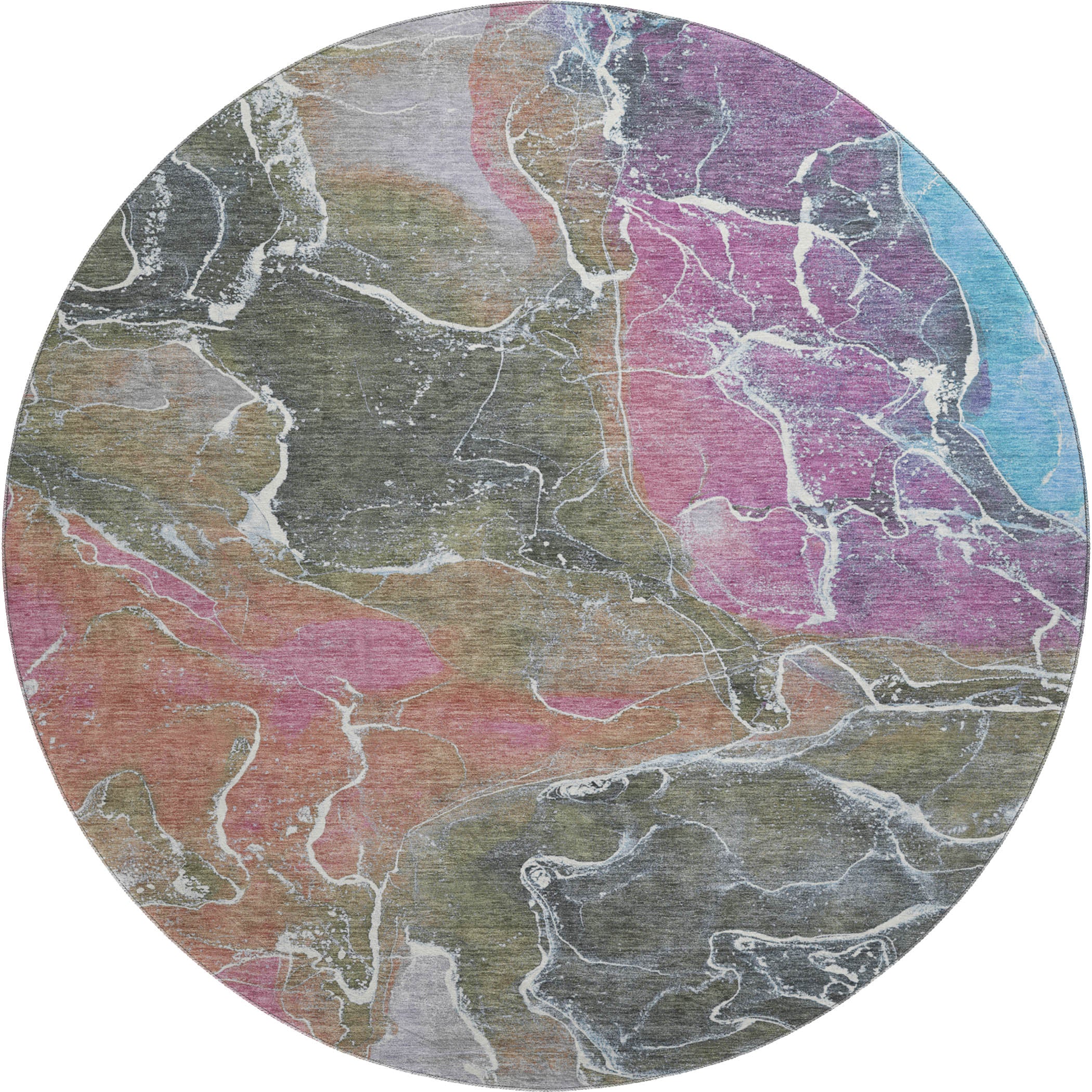 Colombo Machine Washable Transitional Brown Rug 8' x 8' #shape_Round