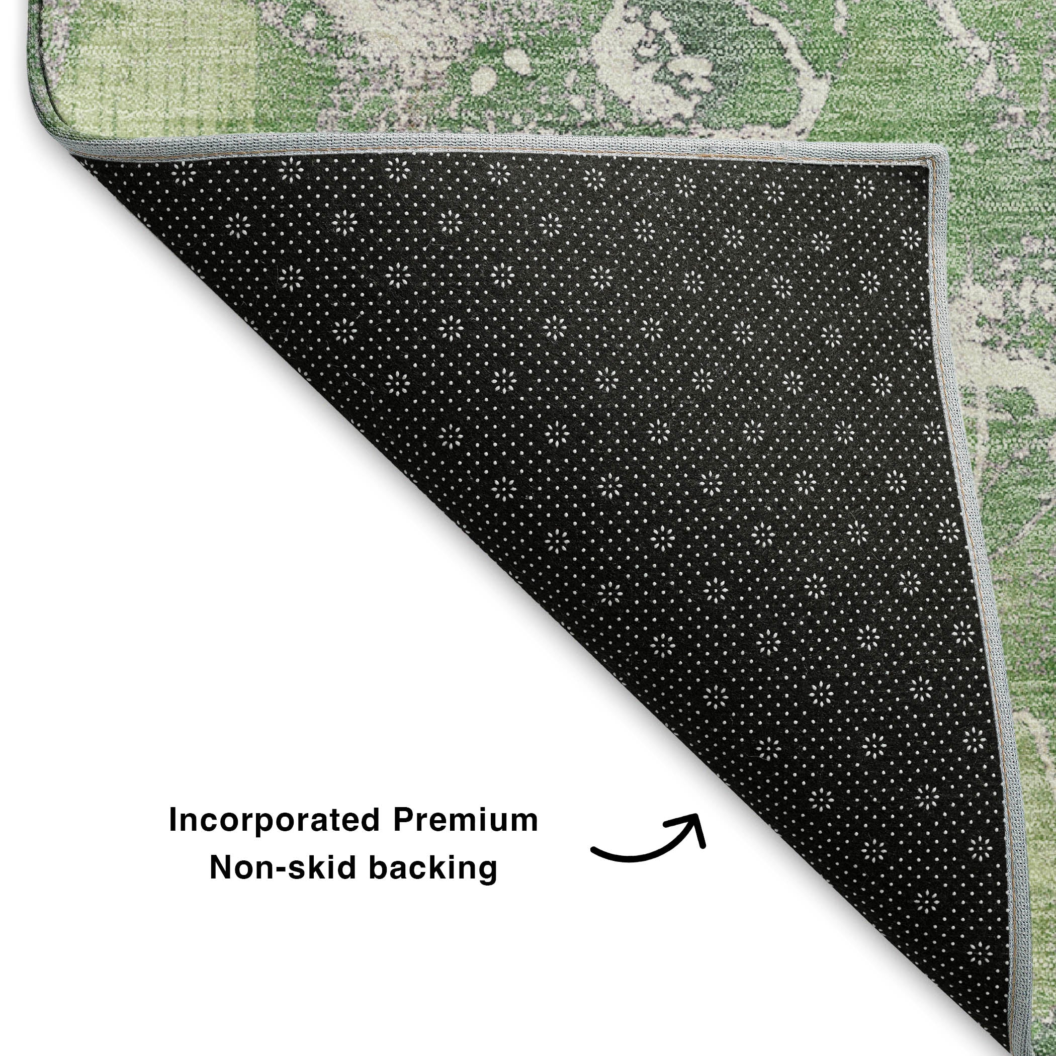 Colombo Machine Washable Transitional Green Rug 1'8" x 2'6" #shape_Rectangle