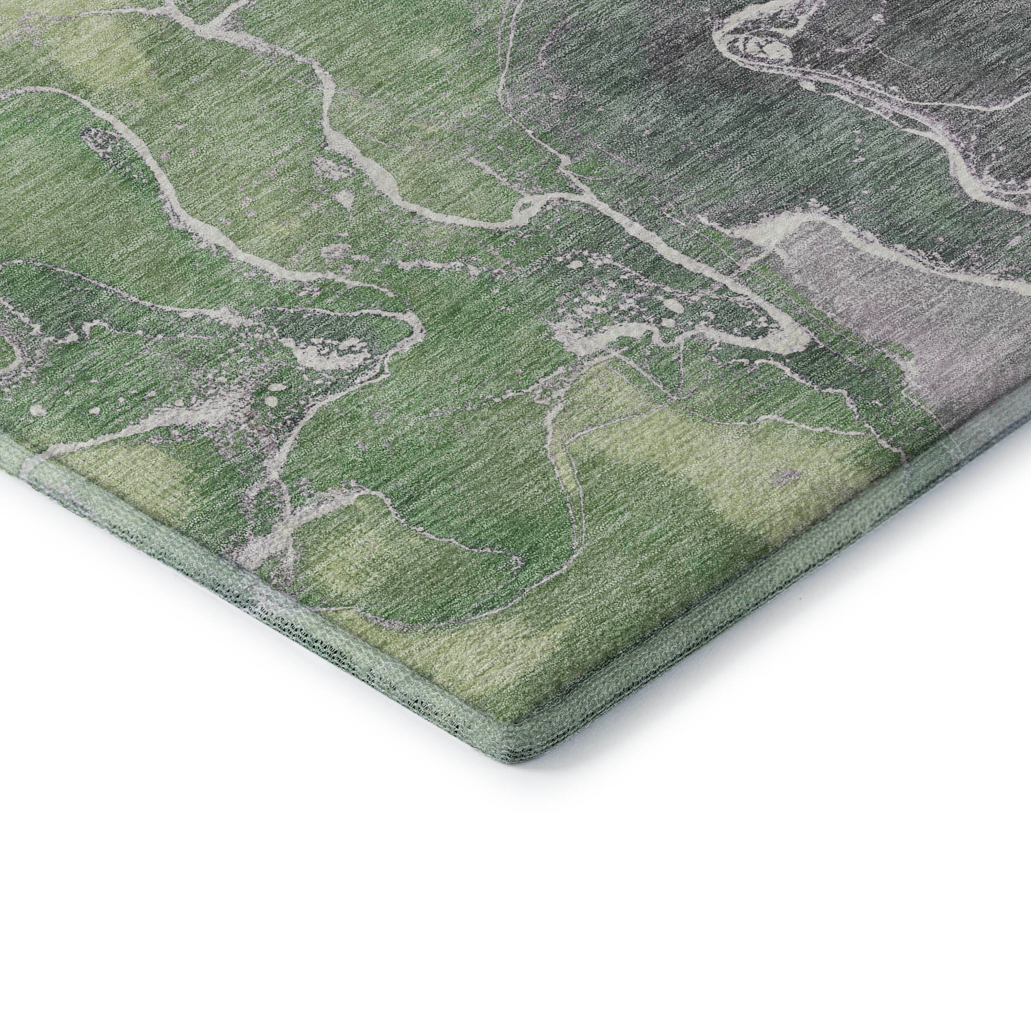 Colombo Machine Washable Transitional Green Rug 1'8" x 2'6" #shape_Rectangle