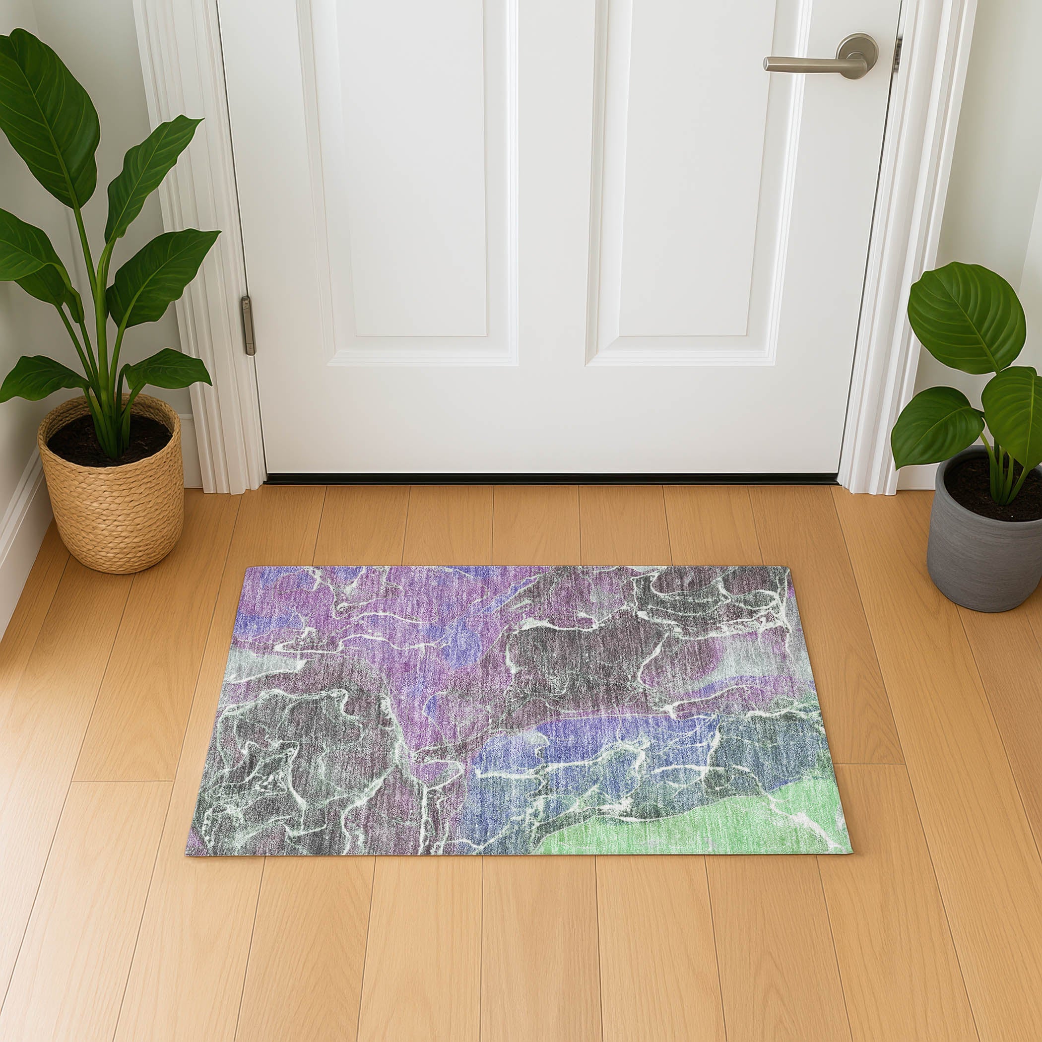 Colombo Machine Washable Transitional Purple Rug 1'8" x 2'6" #shape_Rectangle