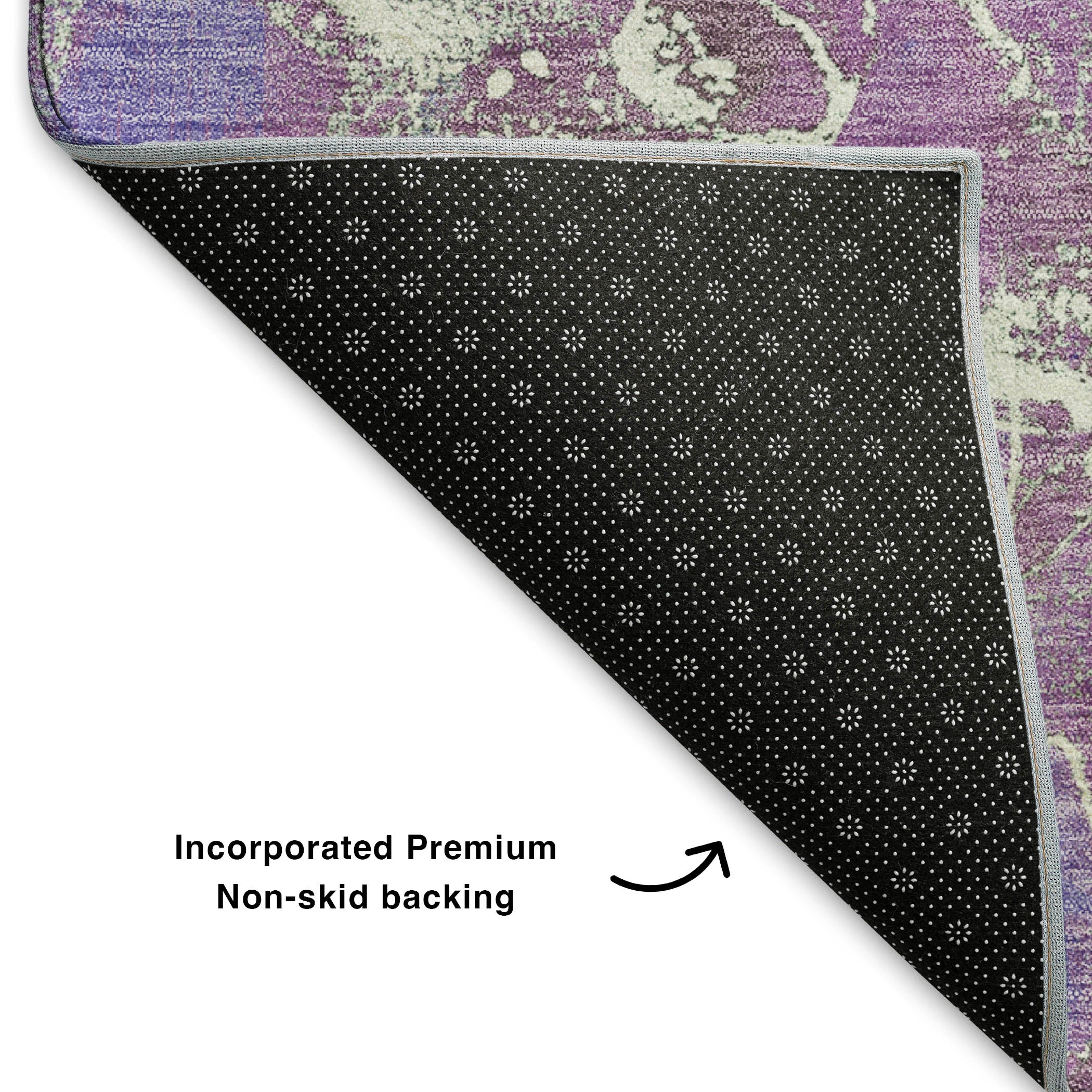 Colombo Machine Washable Transitional Purple Rug 1'8" x 2'6" #shape_Rectangle